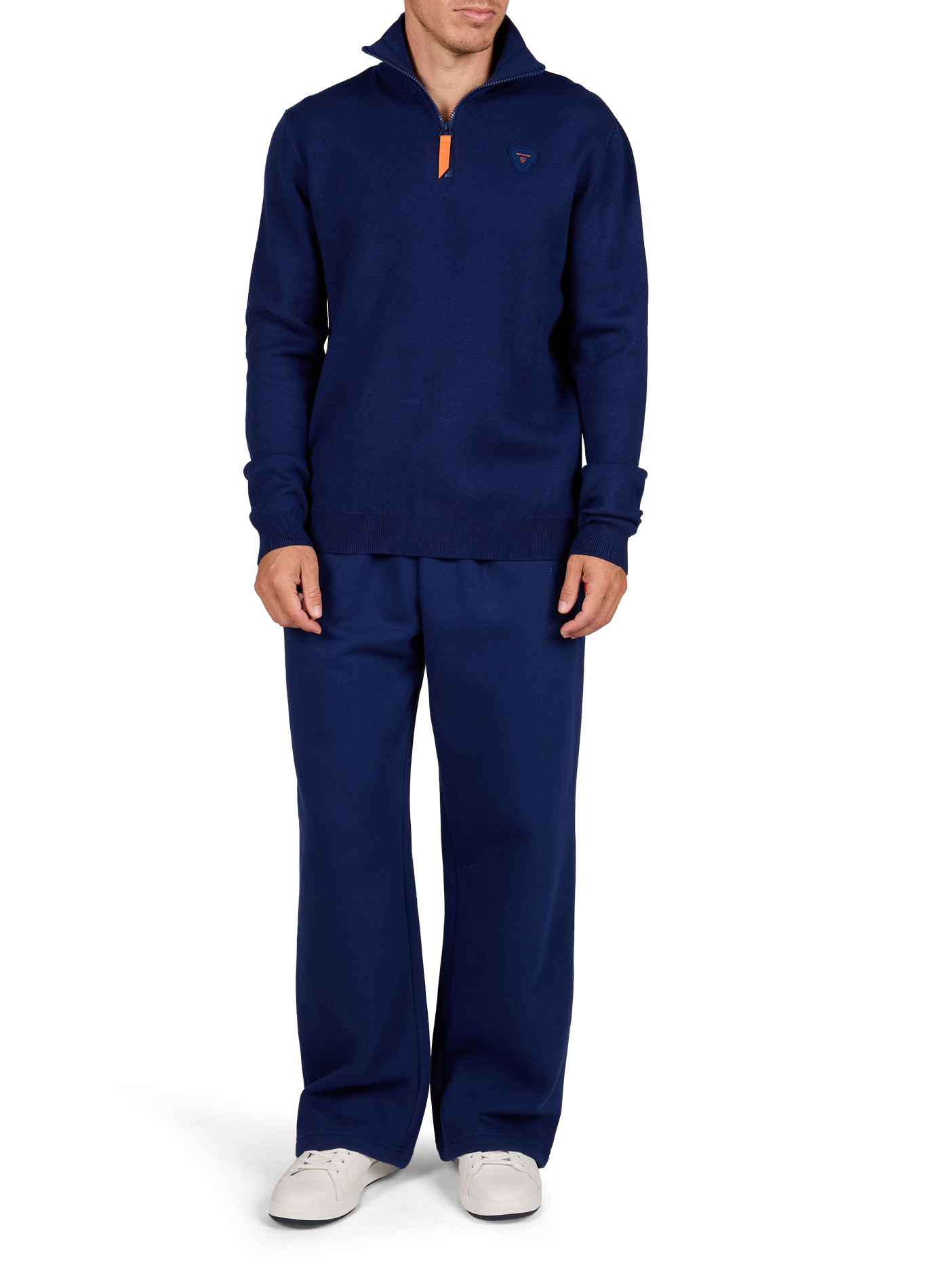 Gerader Pullover mit Stehkragen und Reißverschluss mit Logo GERTRUDE Blau