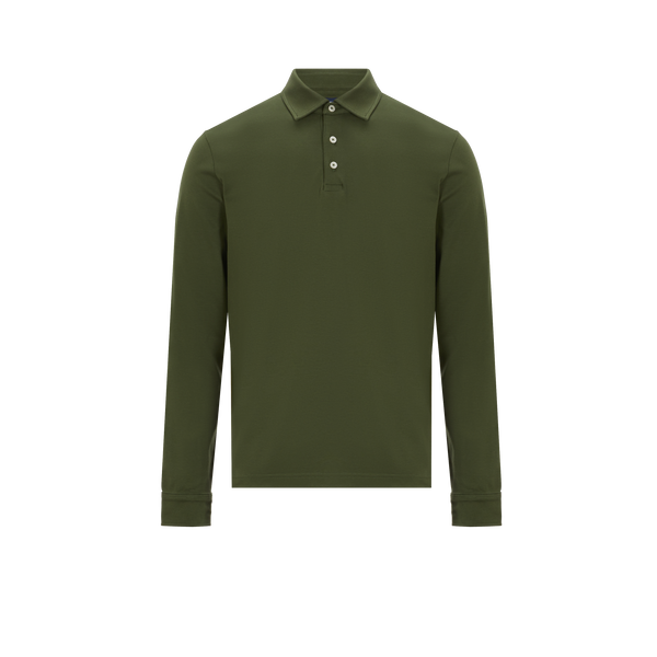 Façonnable Long-sleeved Polo Shirt In Green