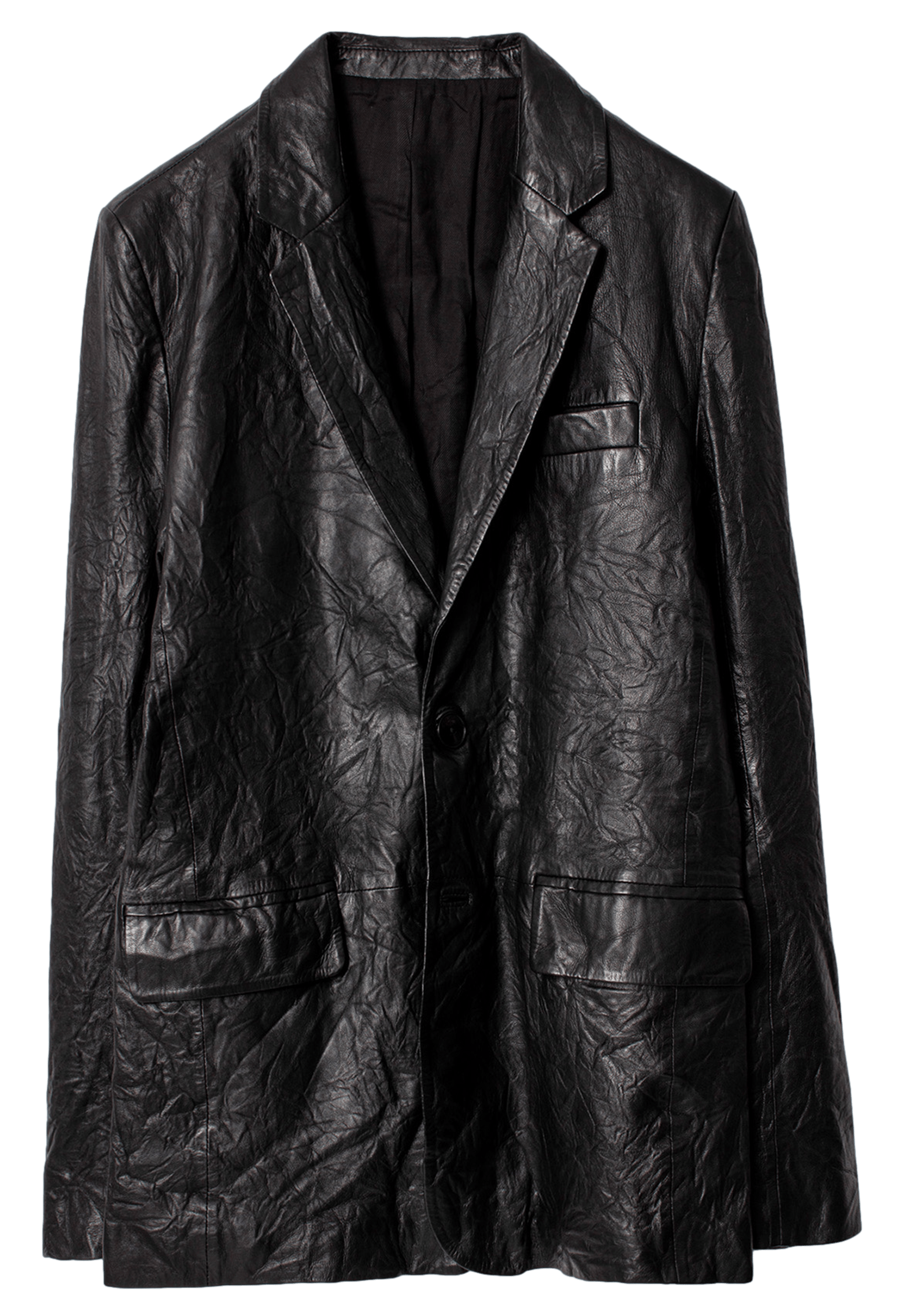 Veste col tailleur en cuir froissé valfried ZADIG&VOLTAIRE Noir