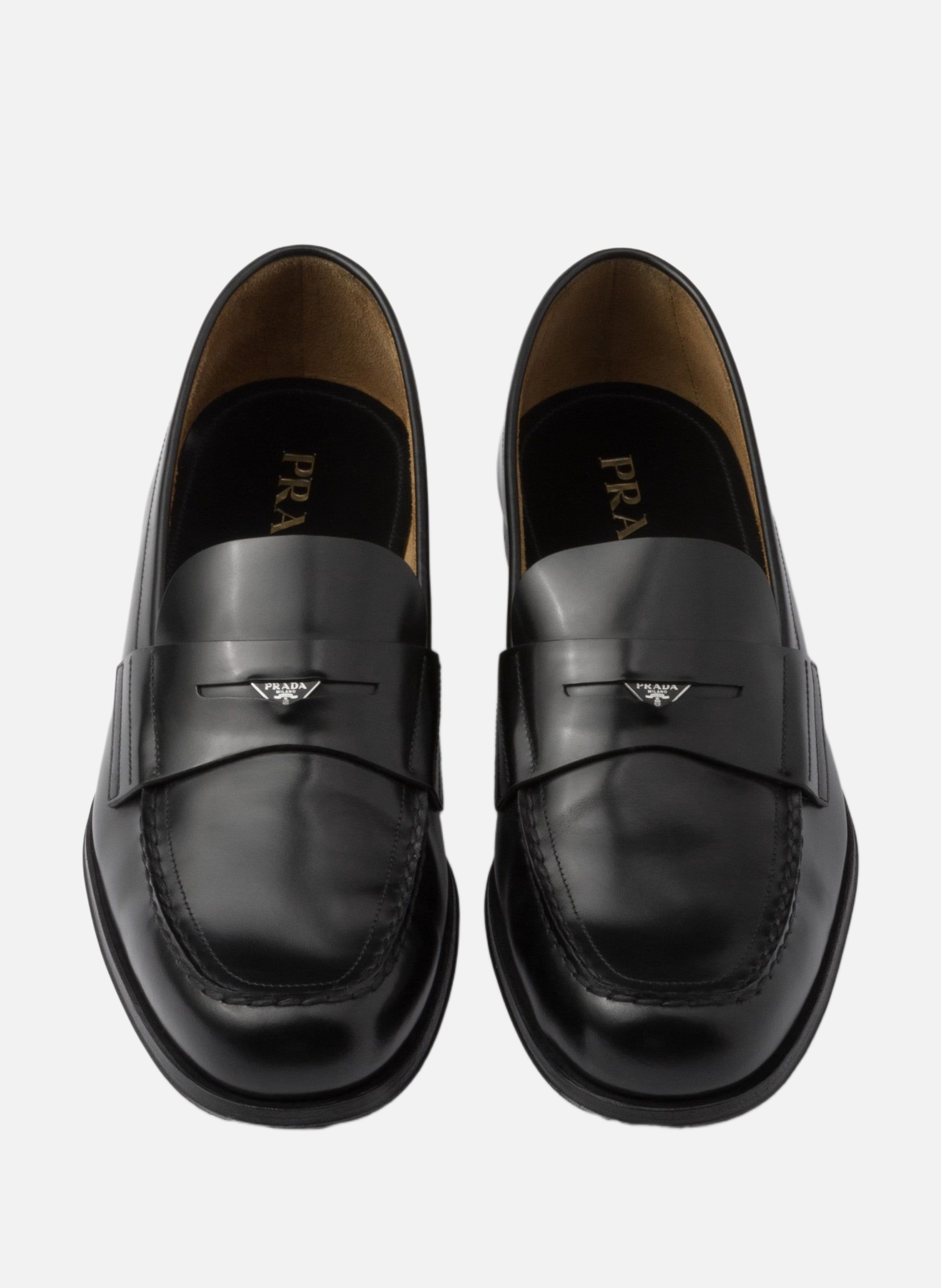 Mocassins en cuir brossé PRADA Noir