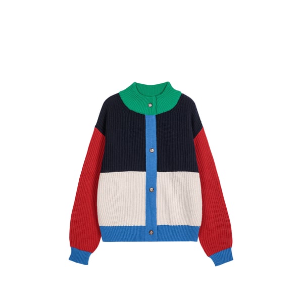 Bobo Choses Cardigan Color Block En Laine Mélangée In Multi