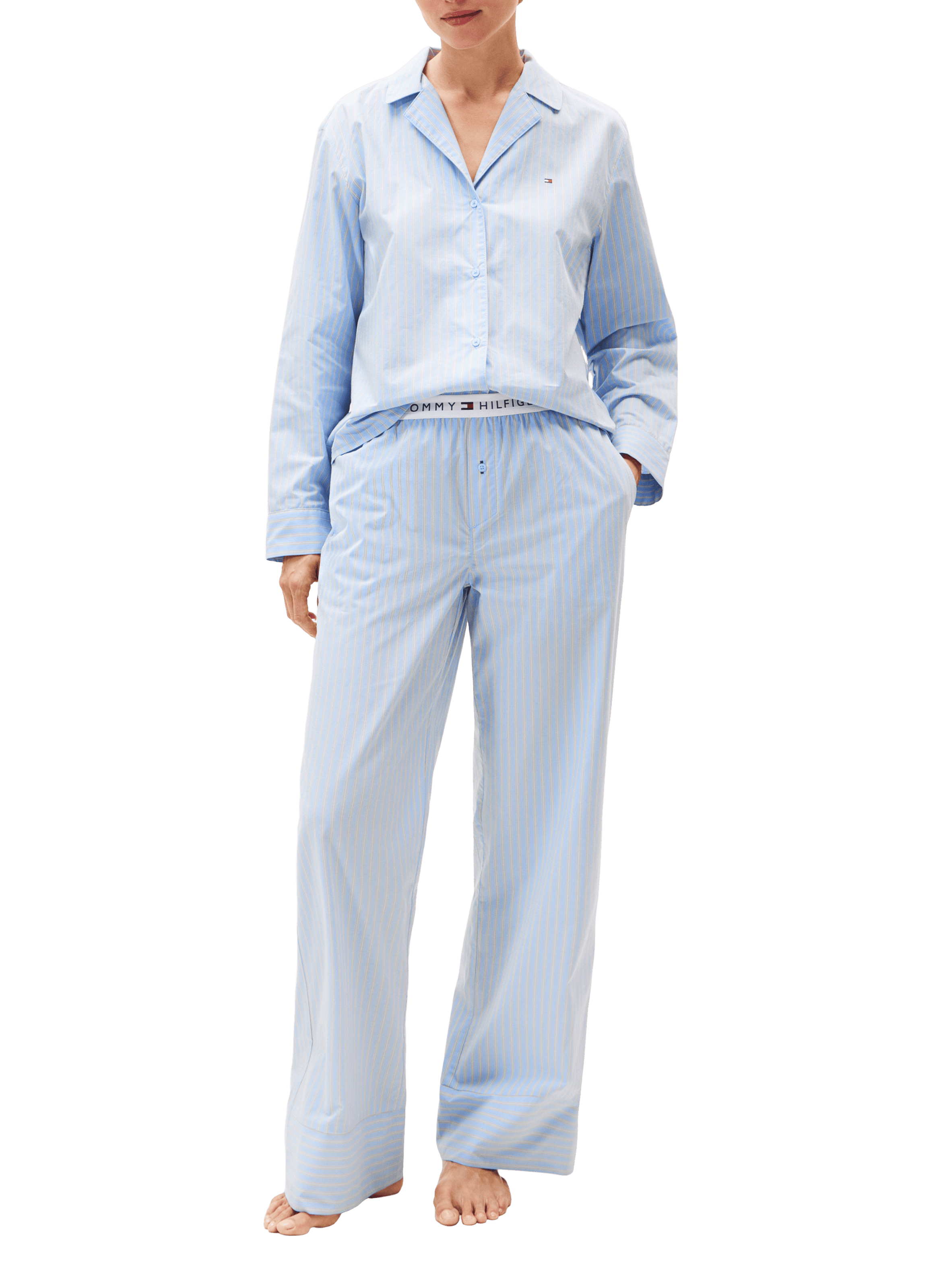 Chemise de pyjama en popeline TOMMY HILFIGER Bleu