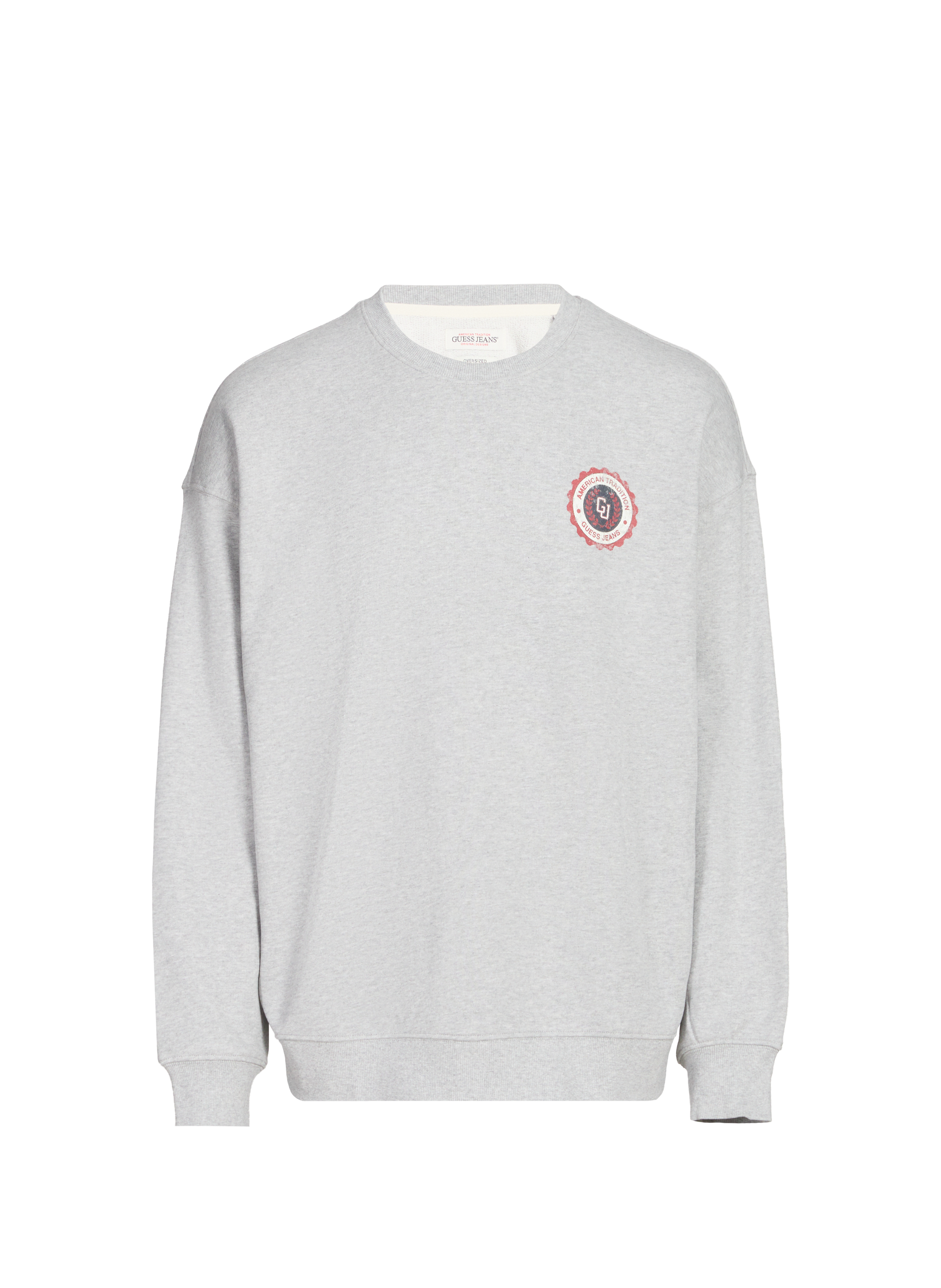 Oversized round neck cotton sweatshirt GUESS Grey