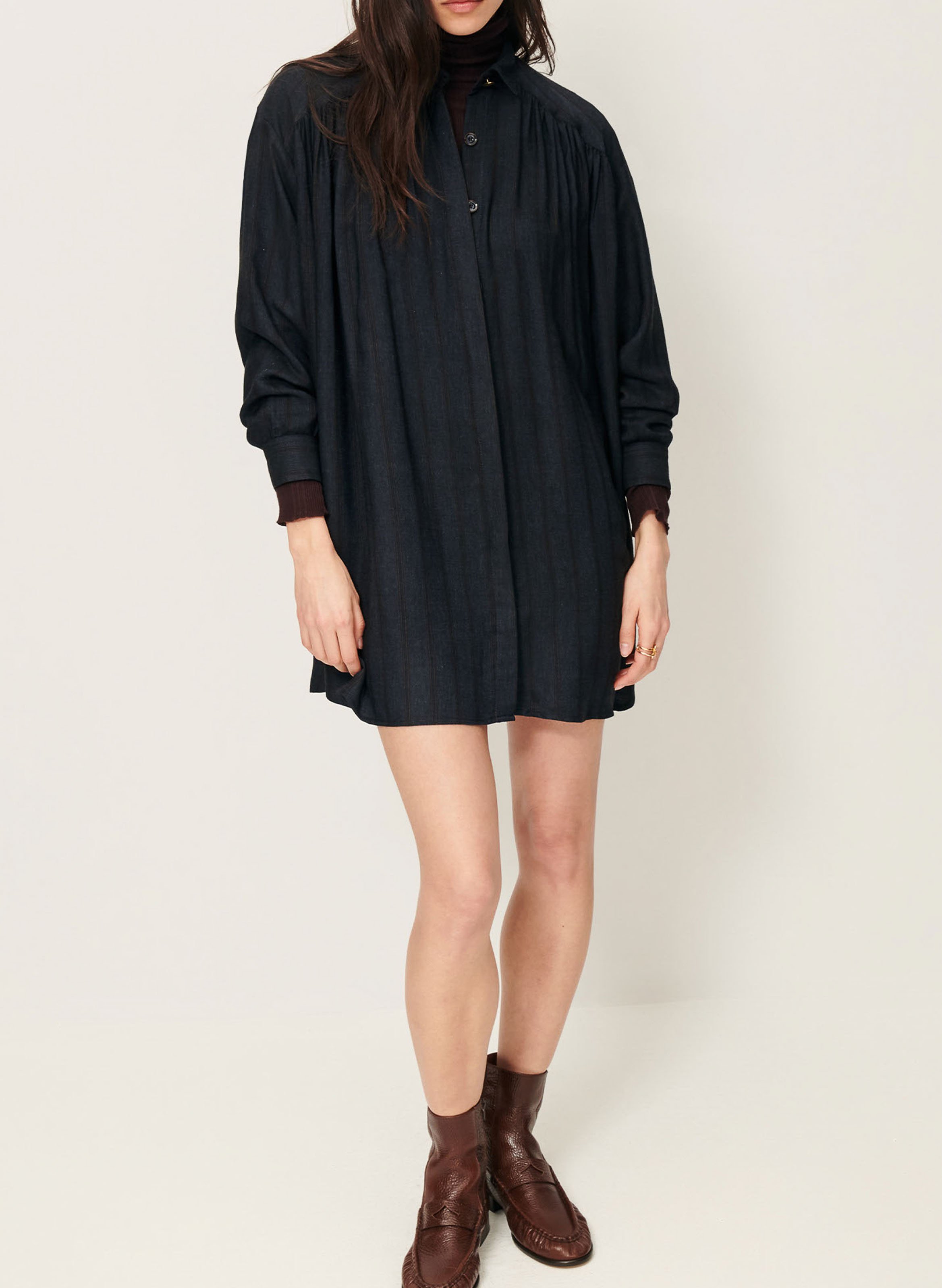 Robe chemisier froncée courte licali SESSUN Gris