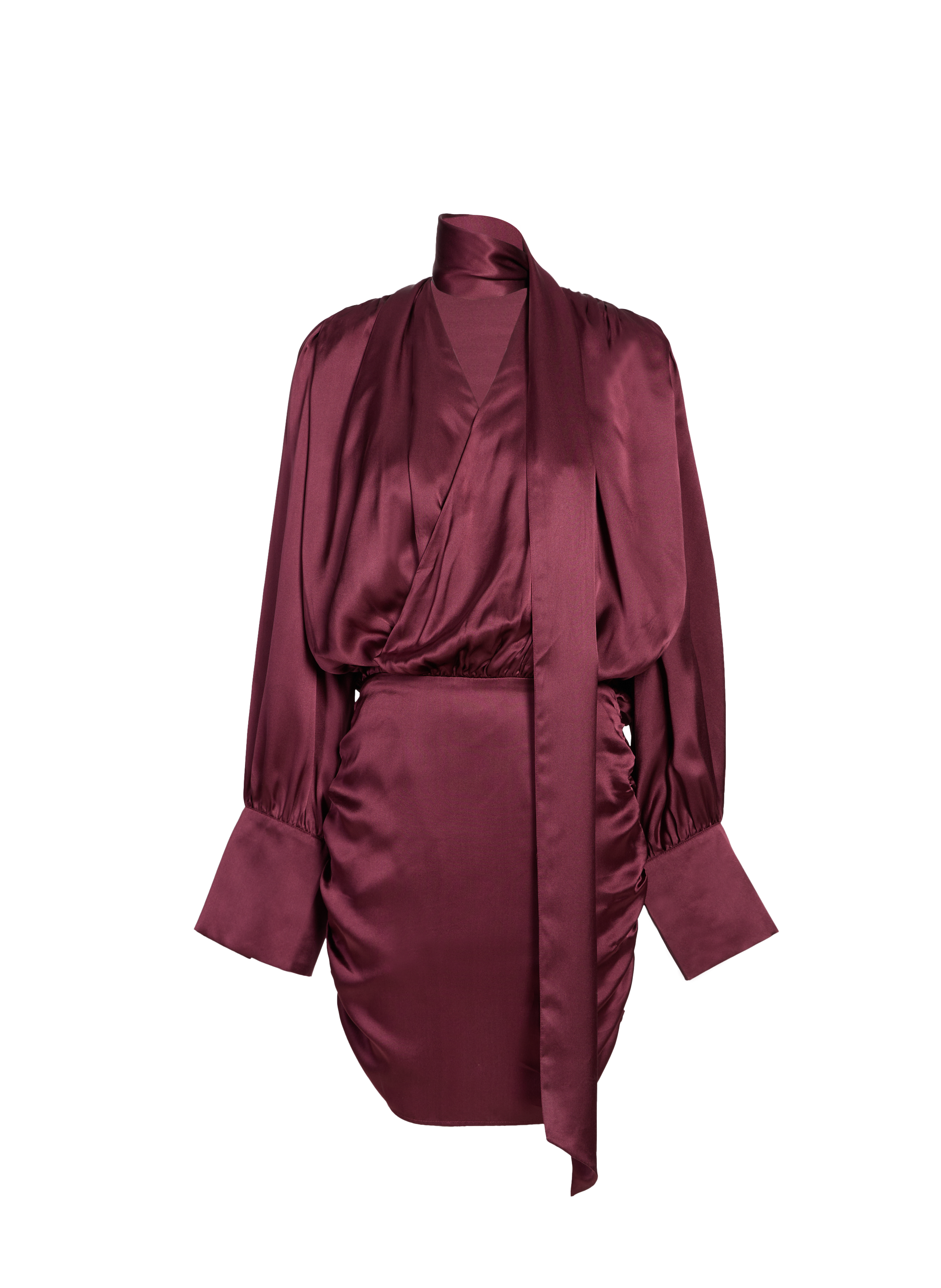 ROTATE Robe satinée plissée en soie  Rouge
