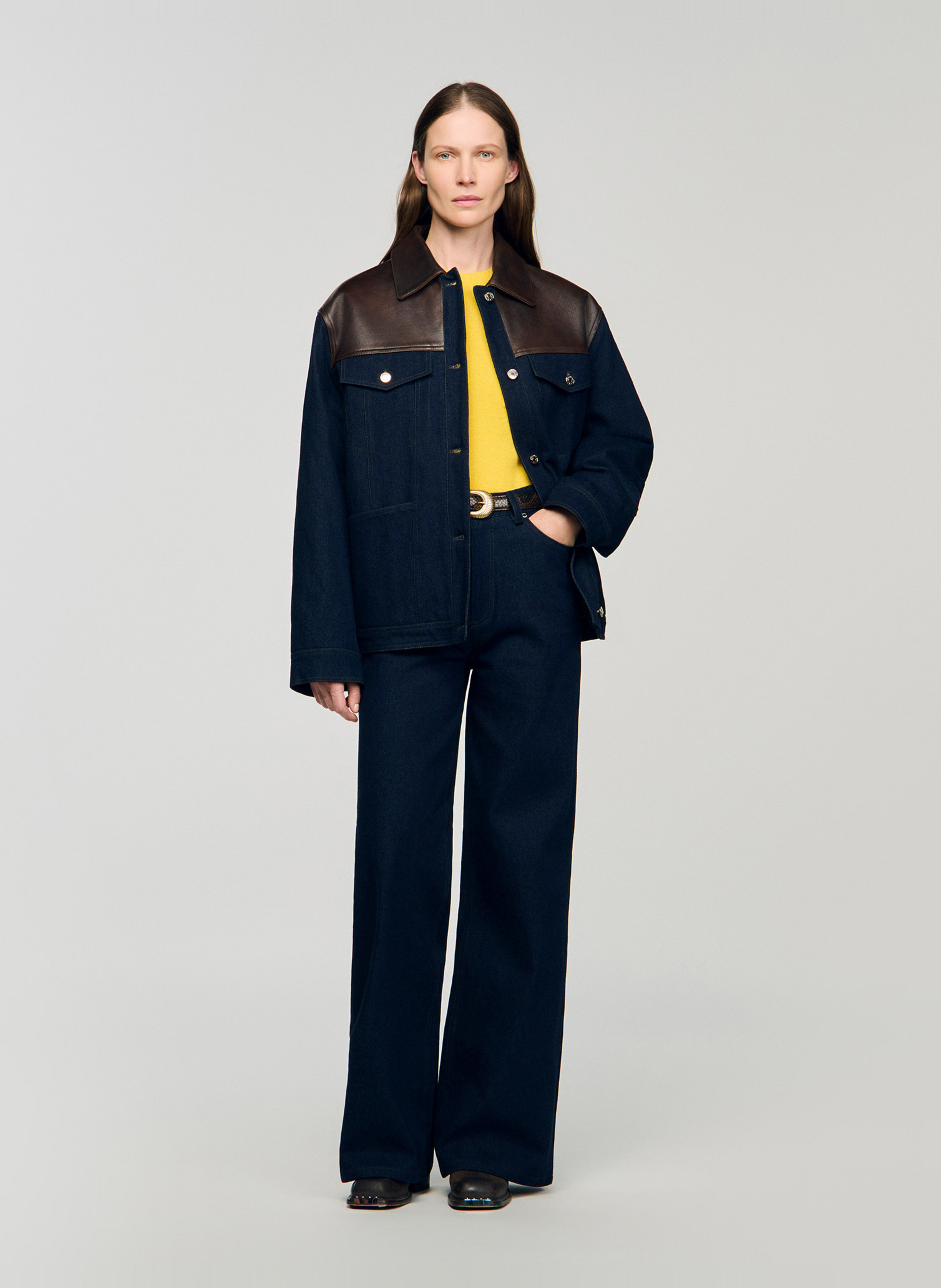 Veste en jean col classique SANDRO Bleu