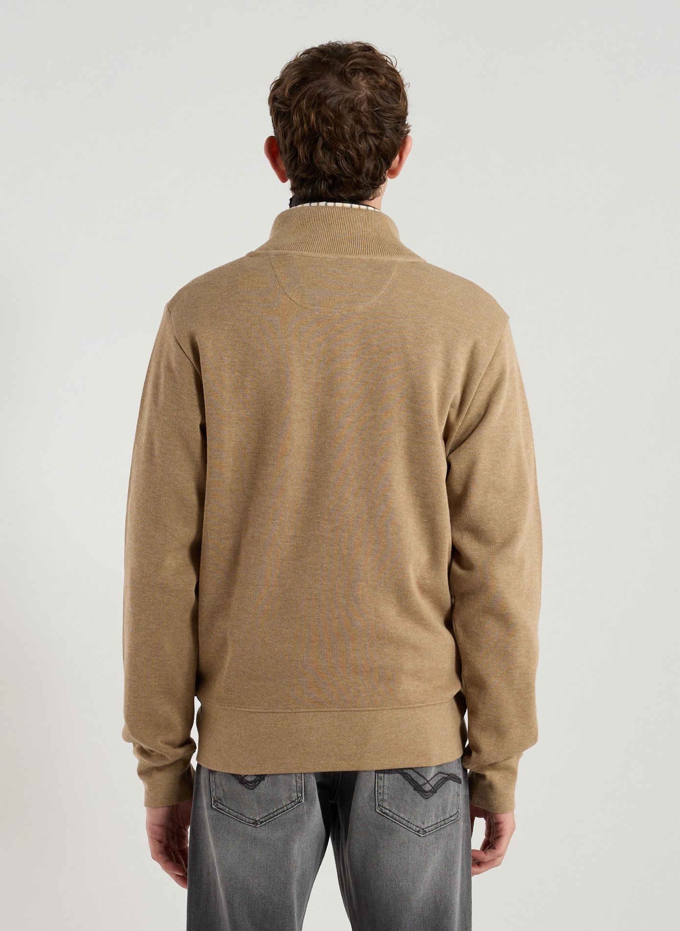 Pull à col zippé en coton  GANT Beige