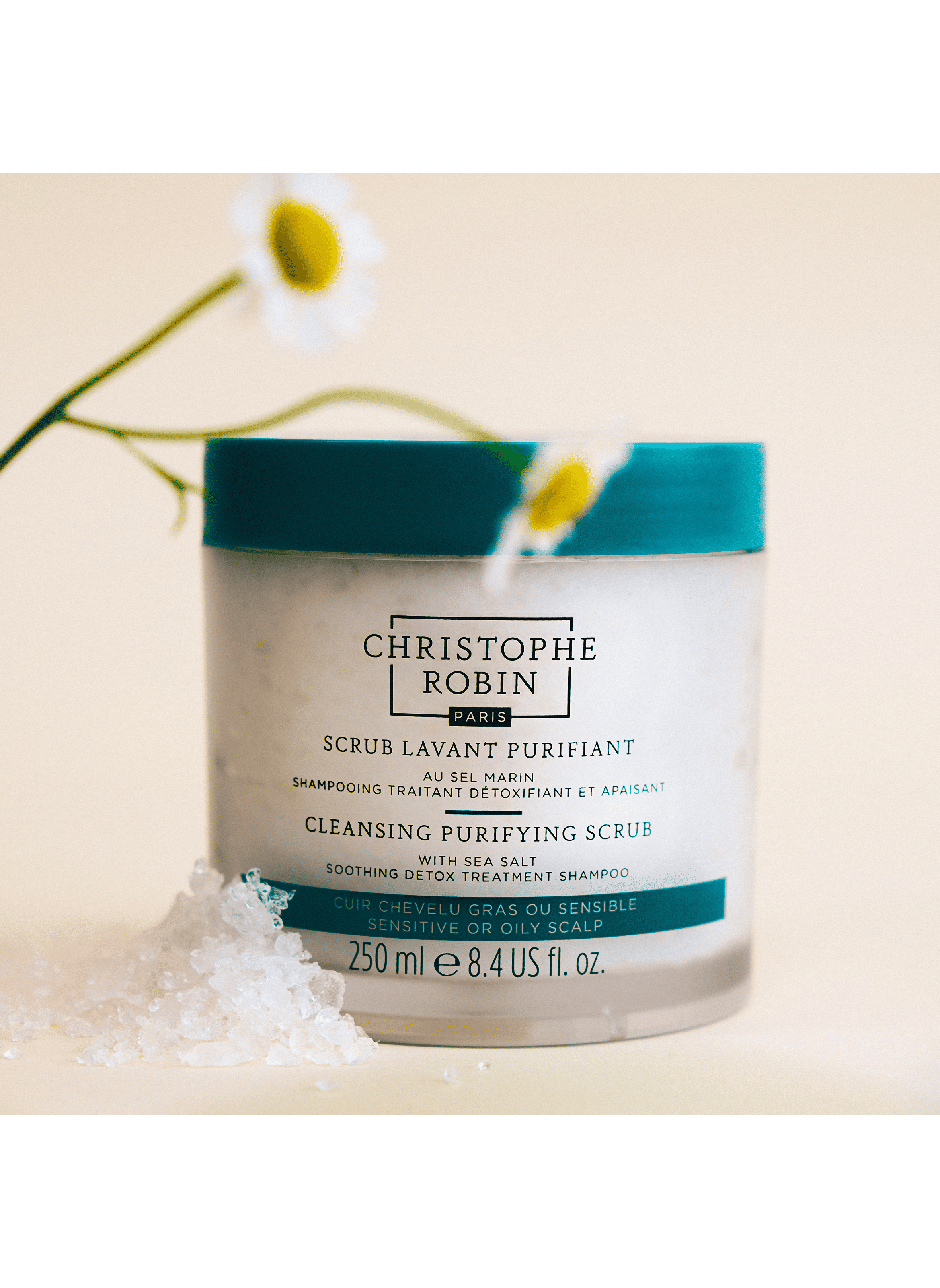 Shampoing Scrub lavant purifiant au sel marin CHRISTOPHE ROBIN No color