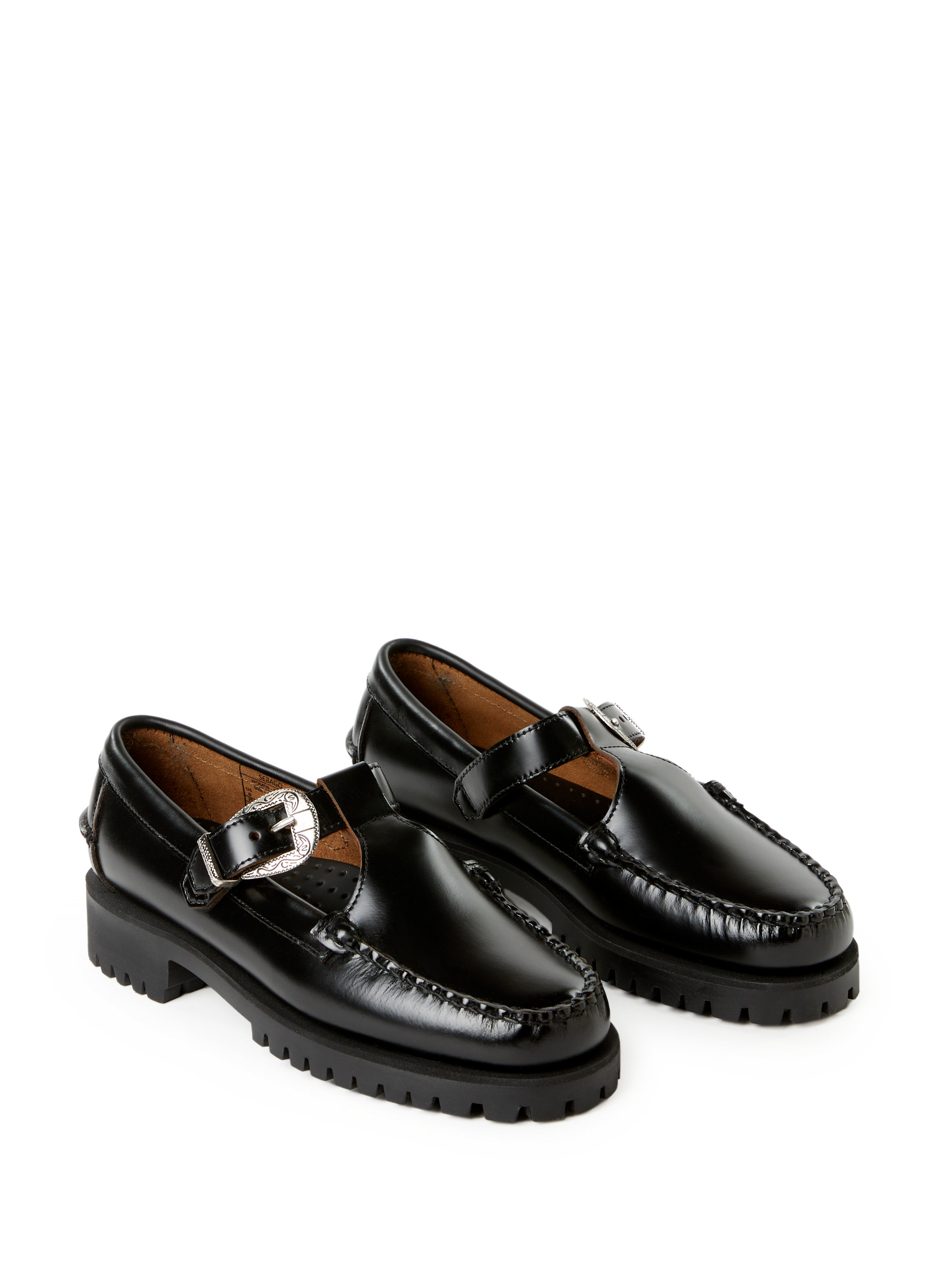 Buckle leather loafers SEBAGO Black