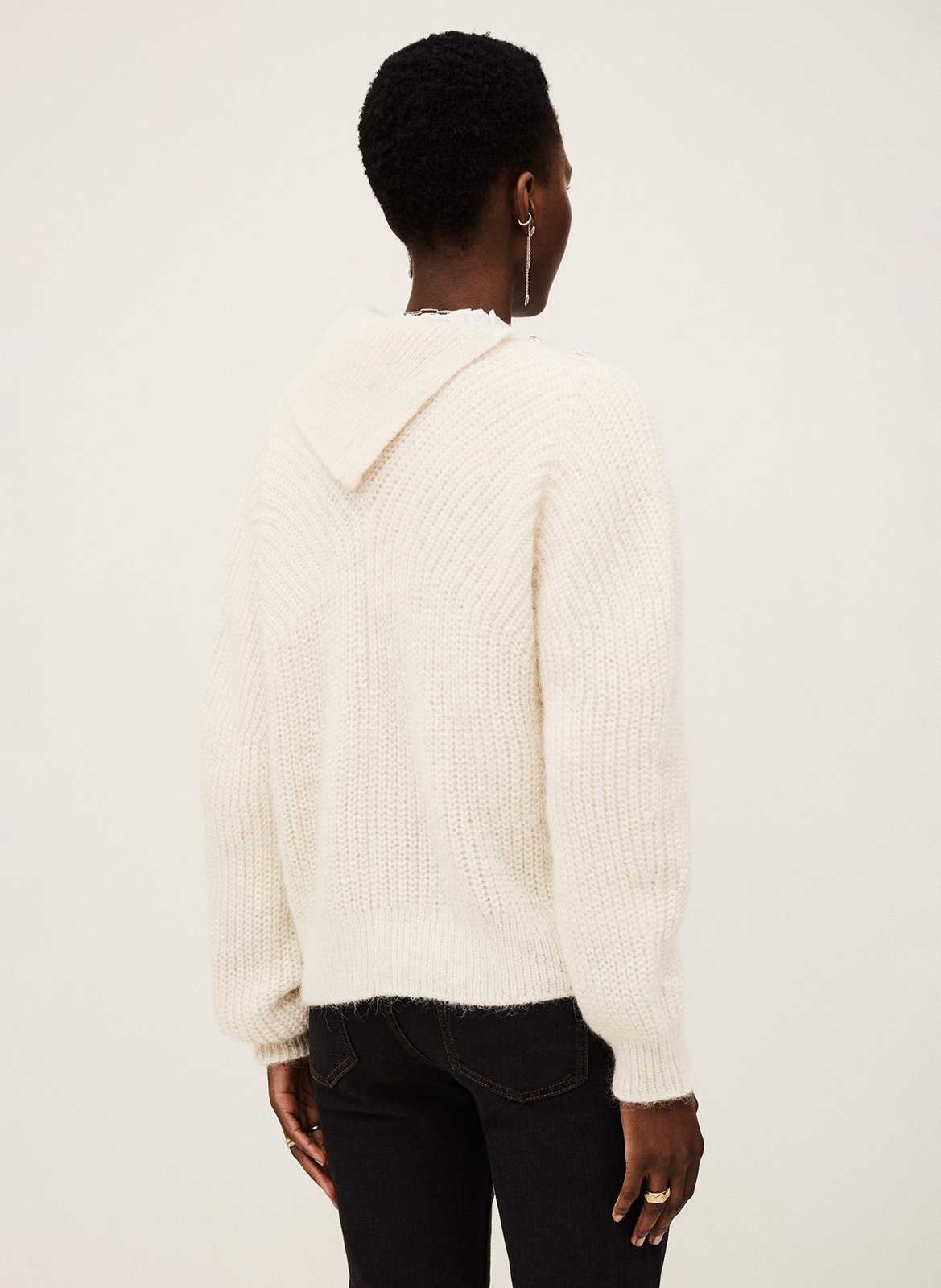 Pull col roulé en laine mélangée roumane BA&SH Beige