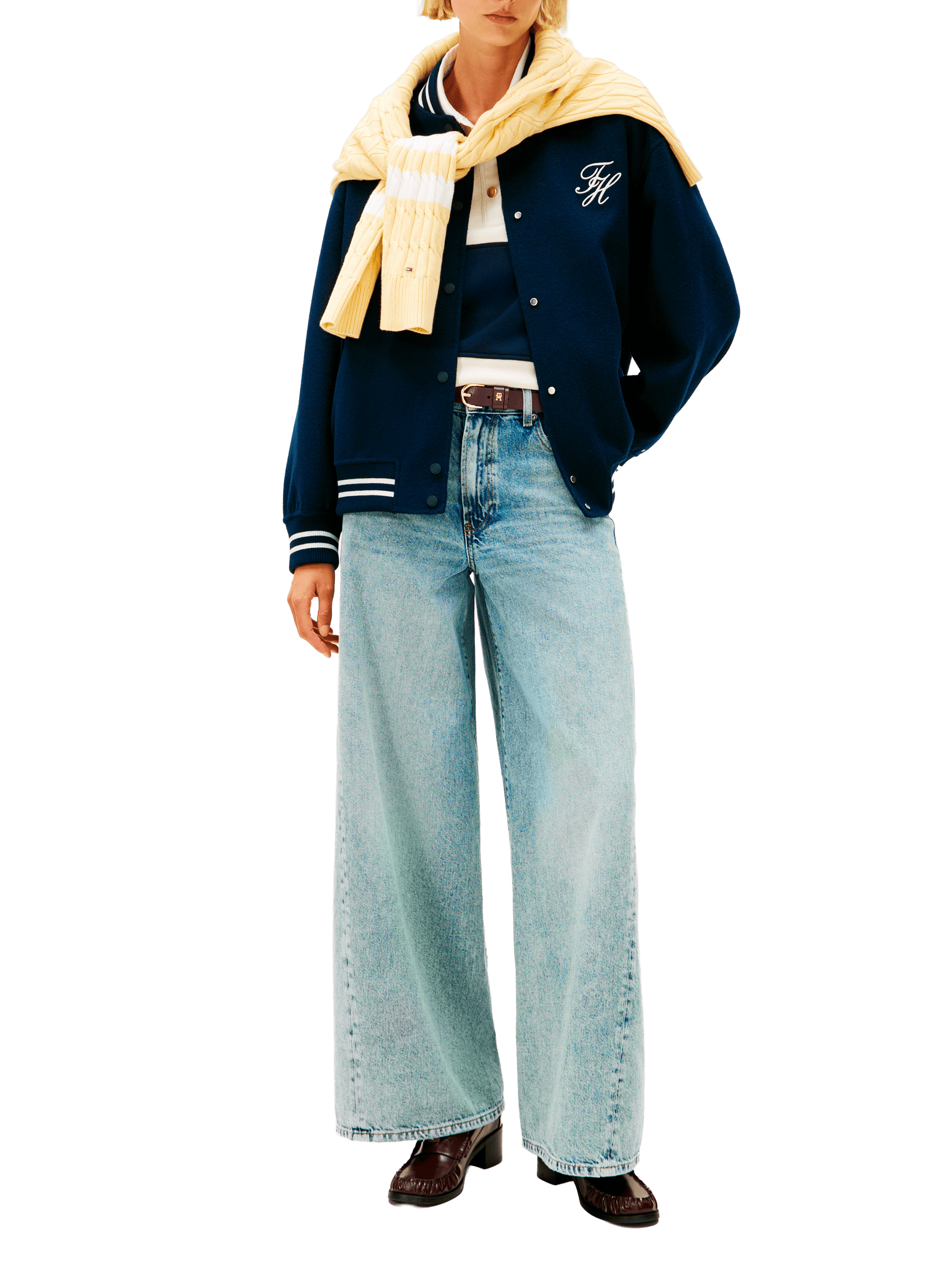 Jean ample en denim de coton TOMMY HILFIGER Bleu