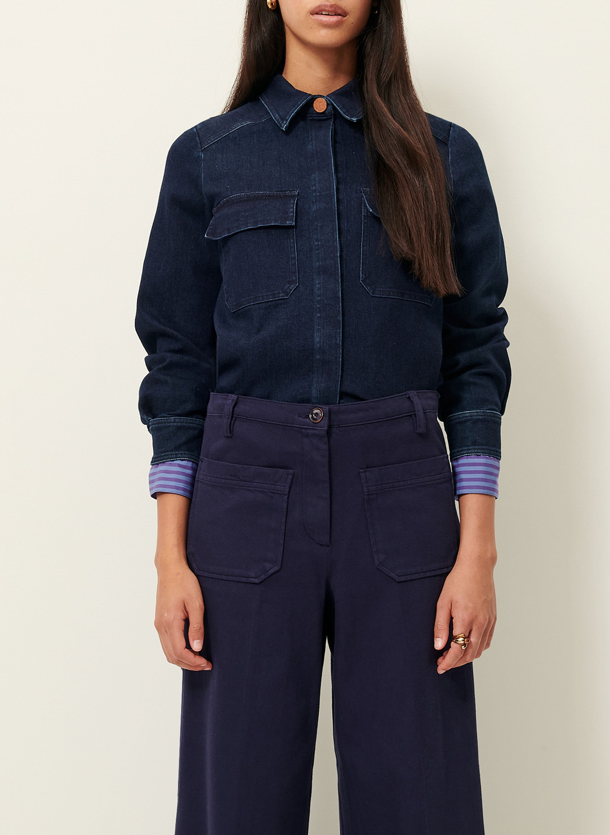 Jean droit taille haute en coton aldricks SESSUN Bleu