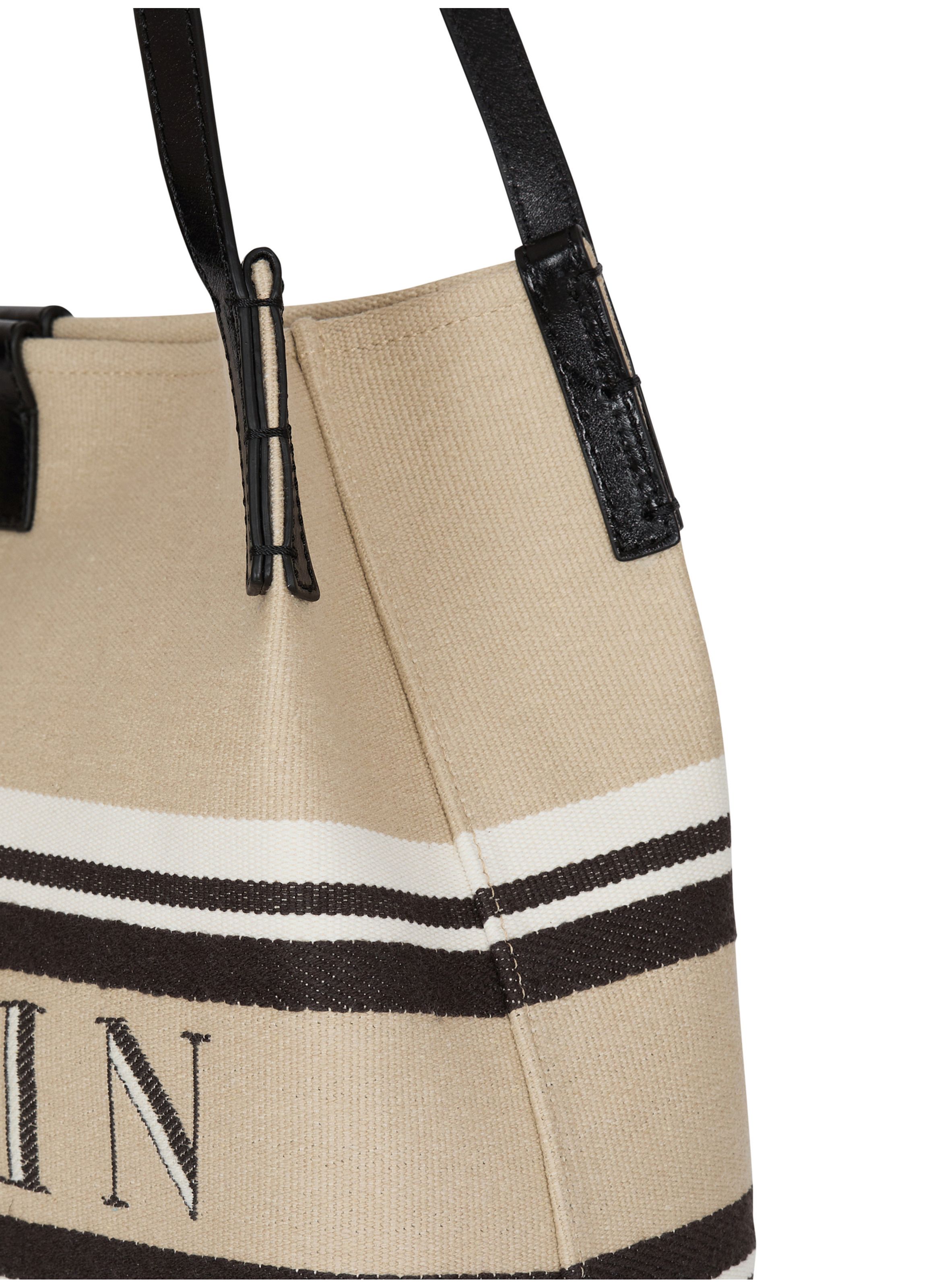 Sac shopper release medium en toile et cuir de veau BALMAIN Beige