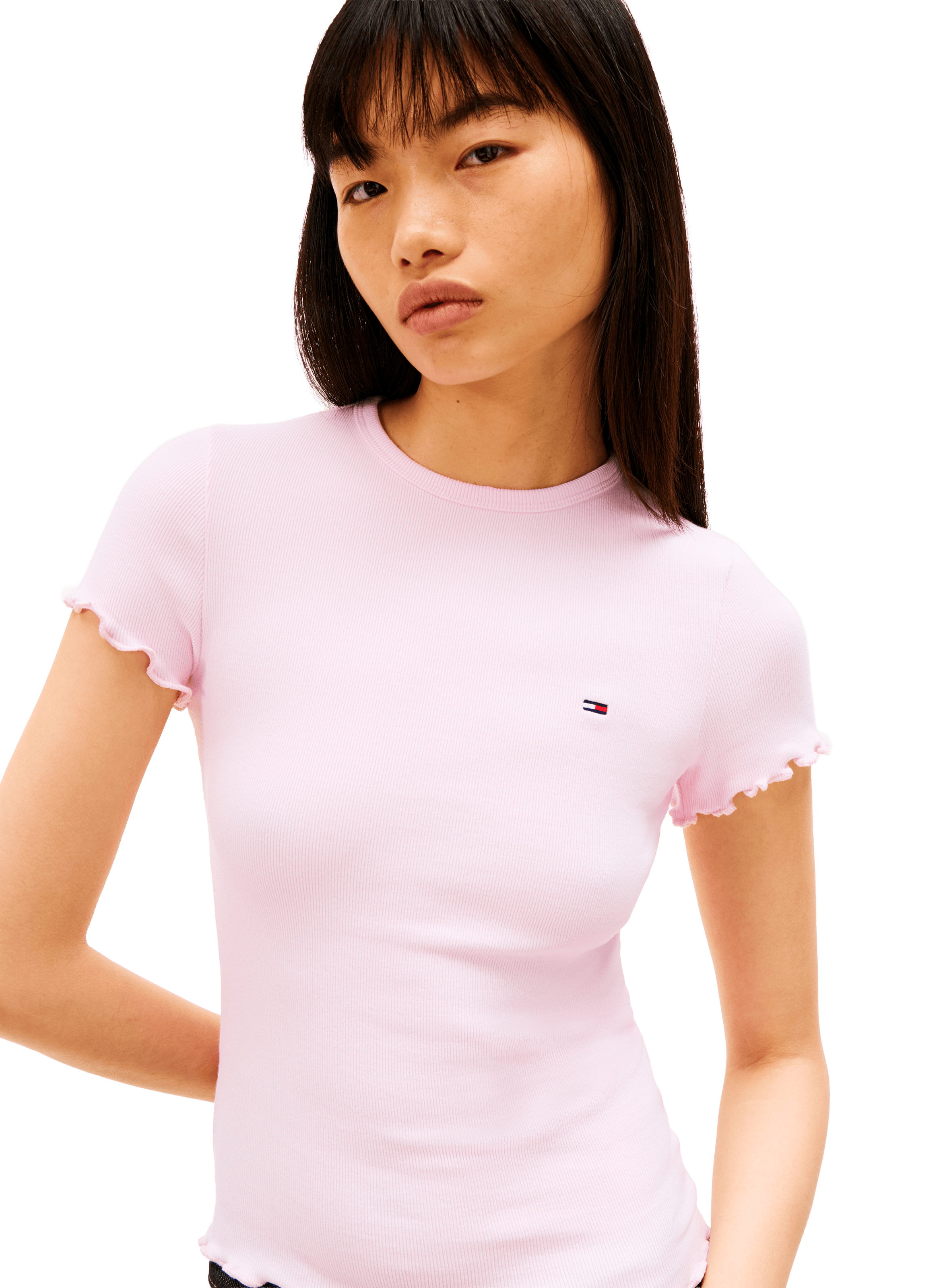 Straight fit blended cotton t-shirt TOMMY HILFIGER Pink