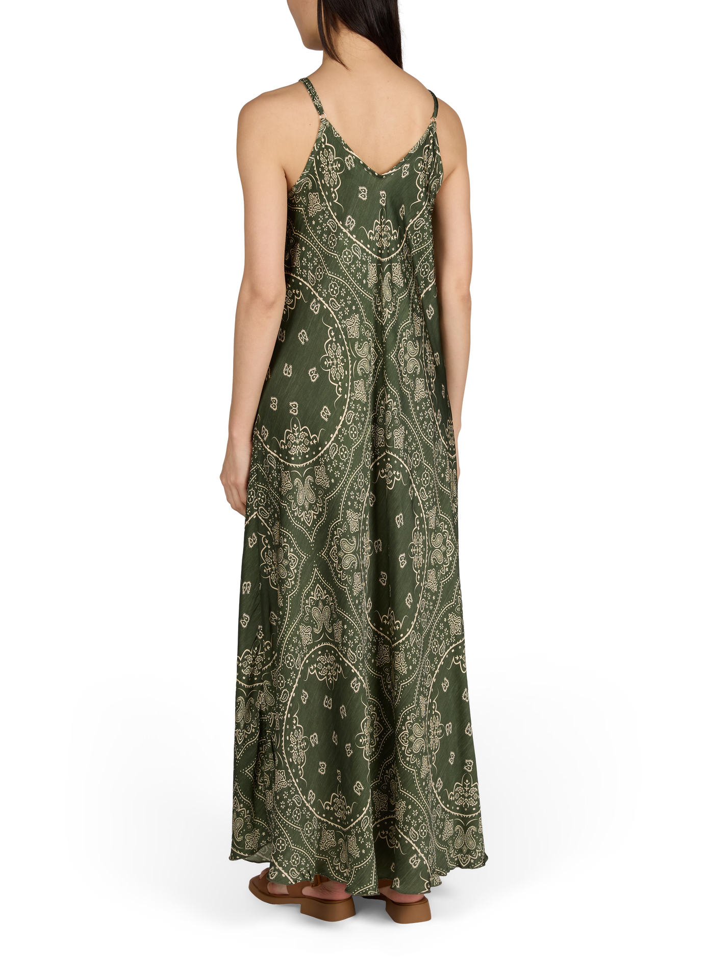 Flowy Buffalo dress with thin straps AOKYANOS Khaki