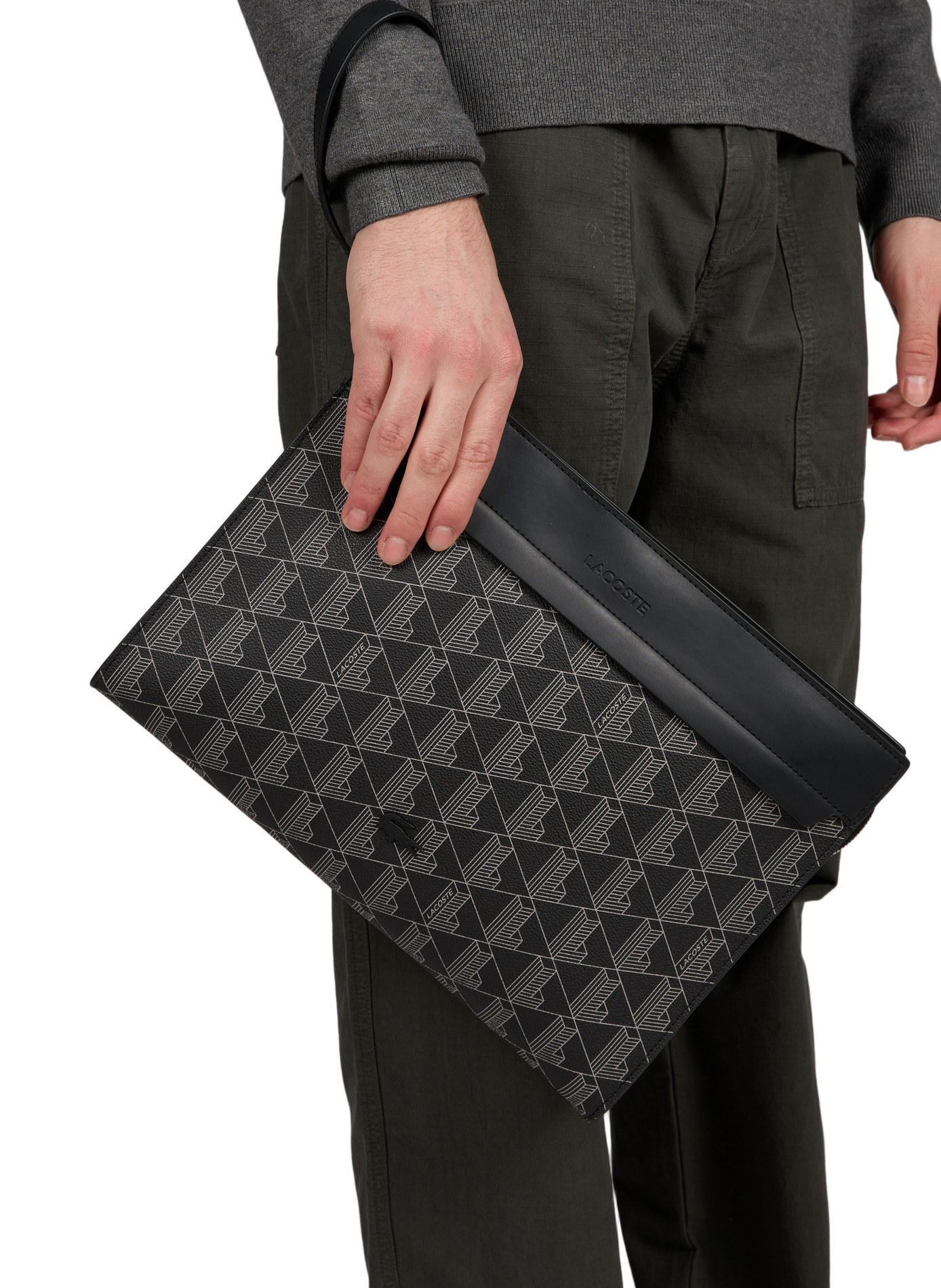 Pochette ordinateur logotypé LACOSTE Gris