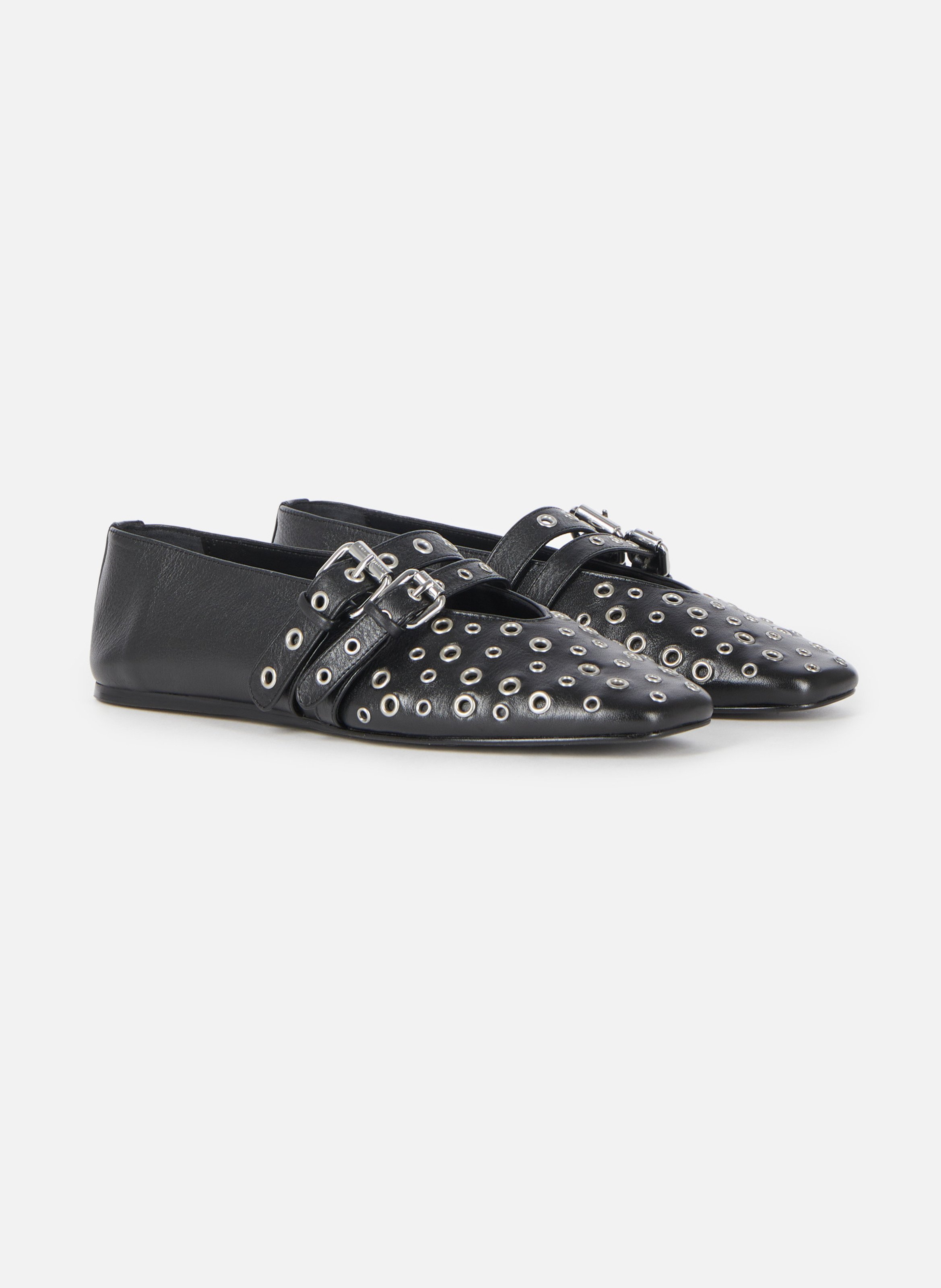 Ballerine avec studs en cuir THE KOOPLES Noir