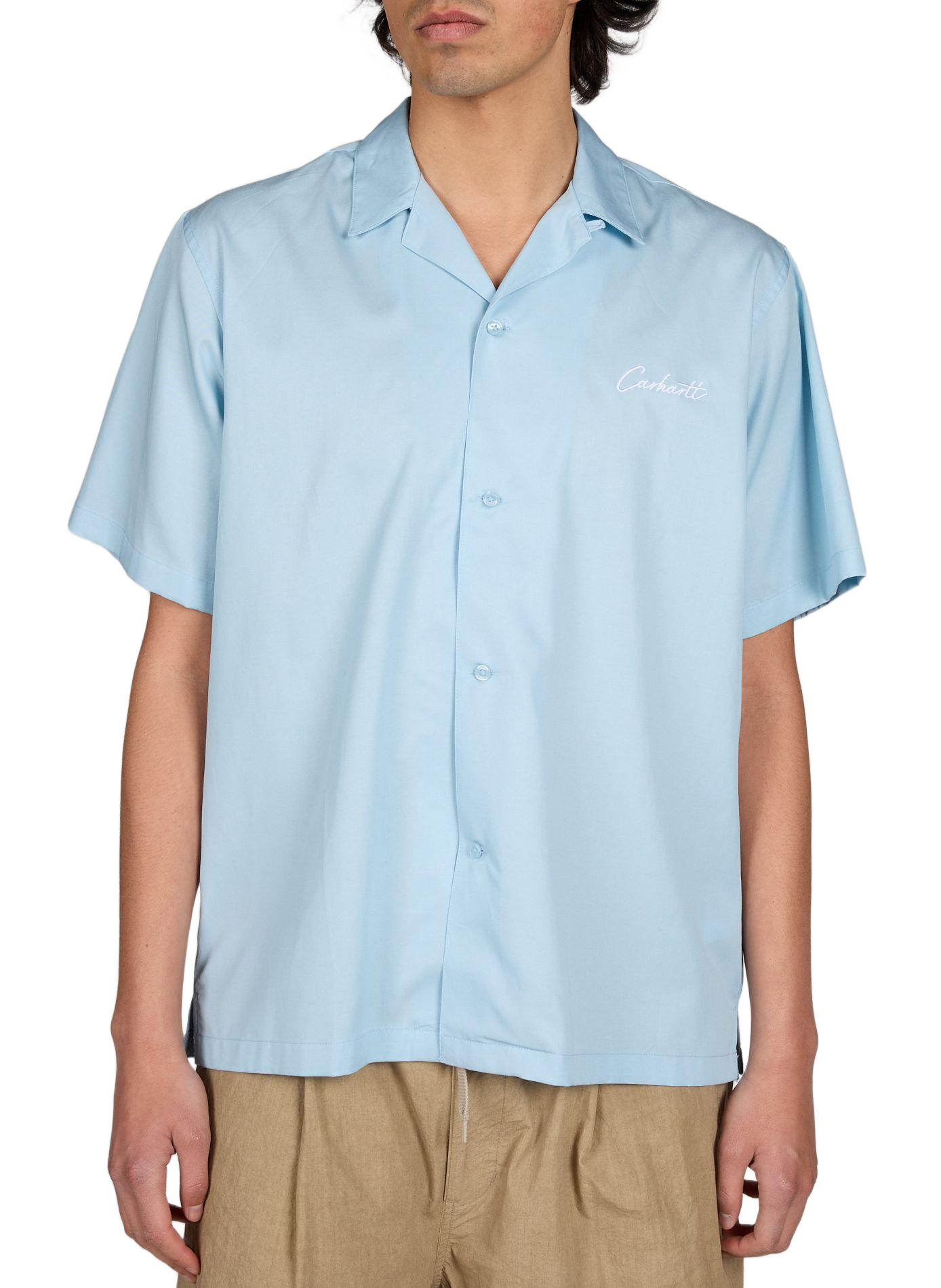 Short-sleeved shirt with logo embroidery CARHARTT WIP Blue