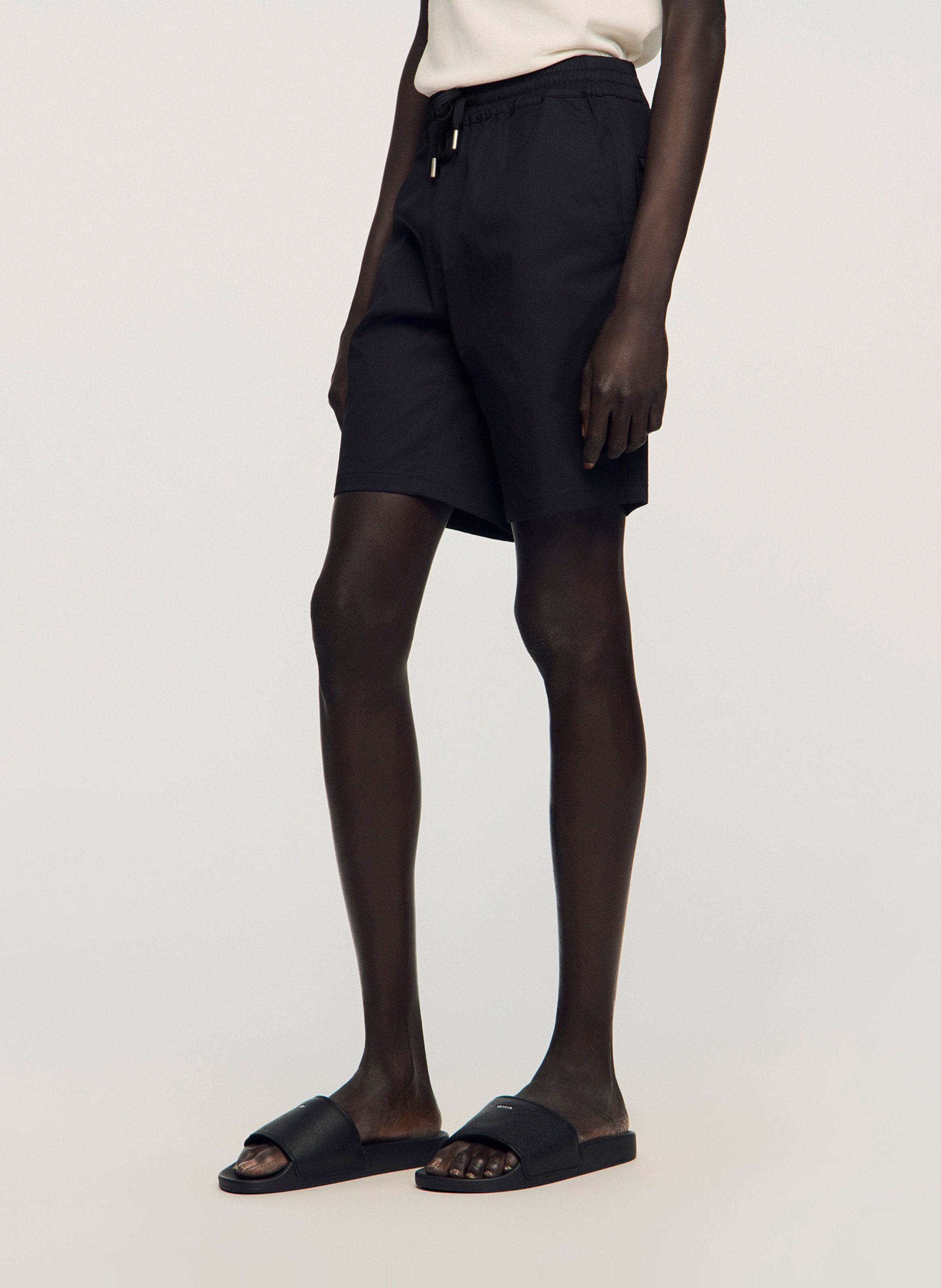 Sandales plates en cuir grainé SANDRO Bleu