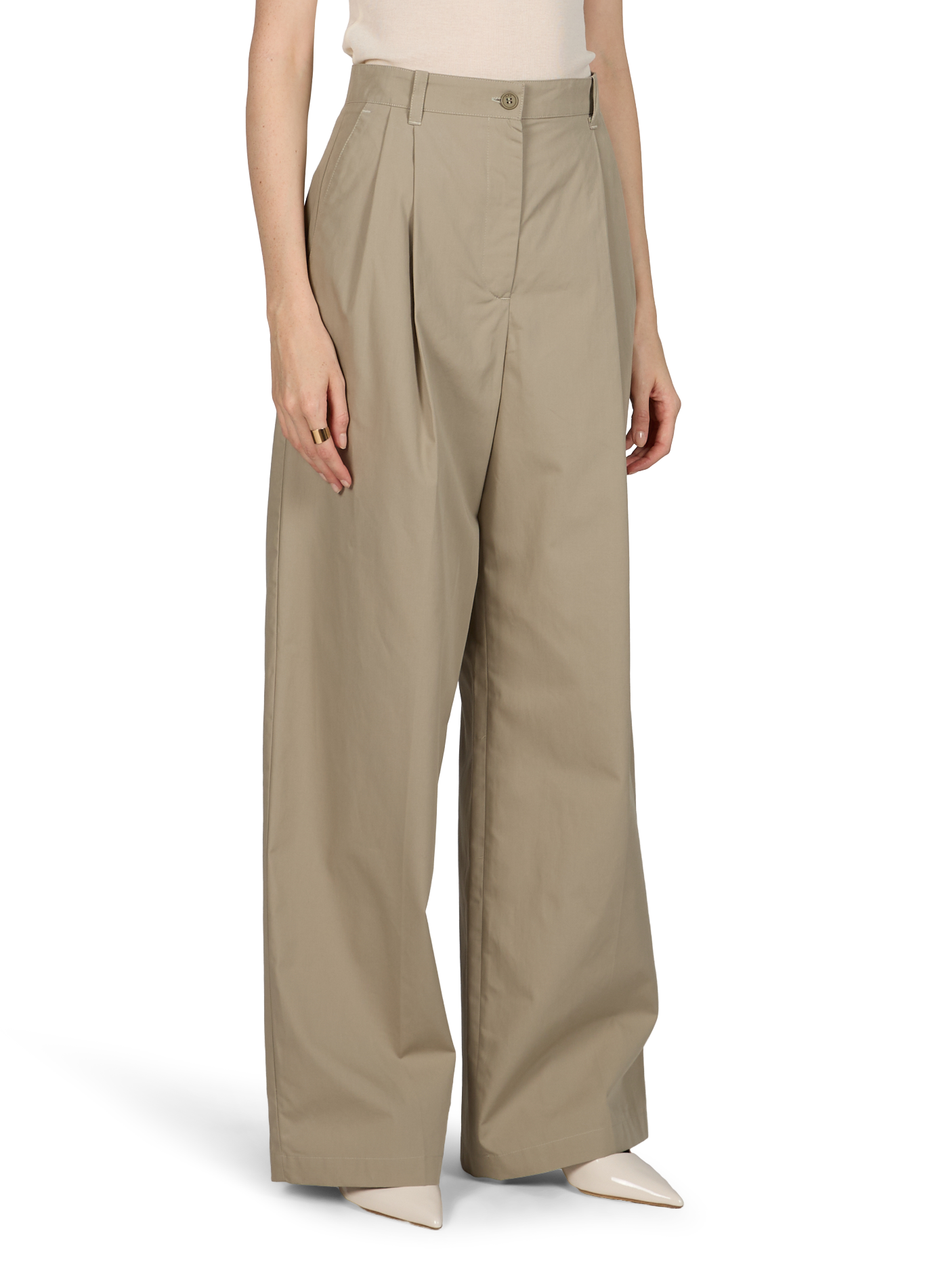 Straight and wide pleated cotton trousers A.P.C. Green