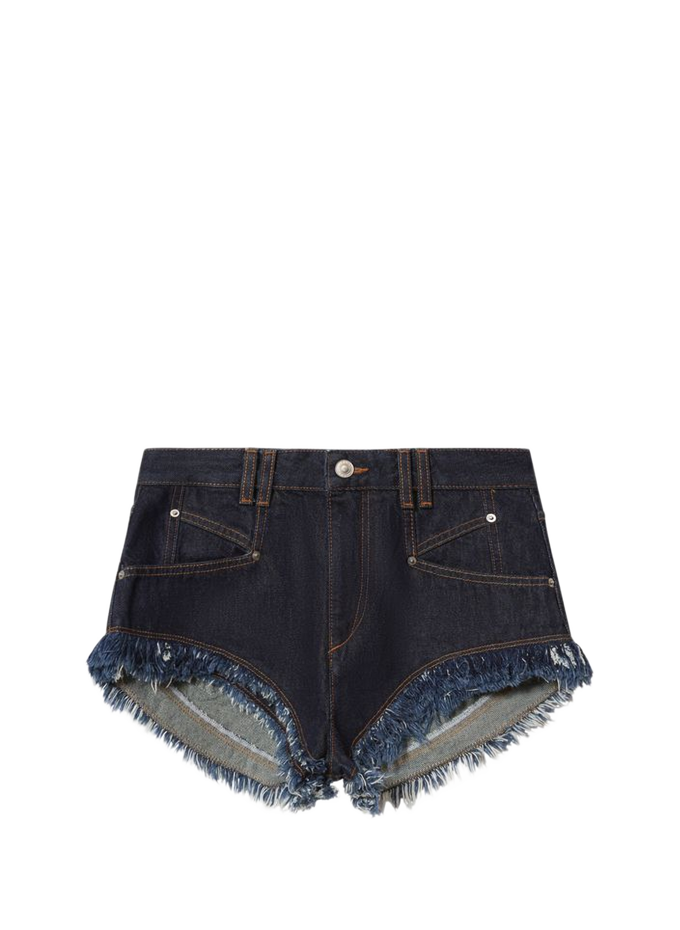 Short with fringed edges in cotton denim ISABEL MARANT Blue