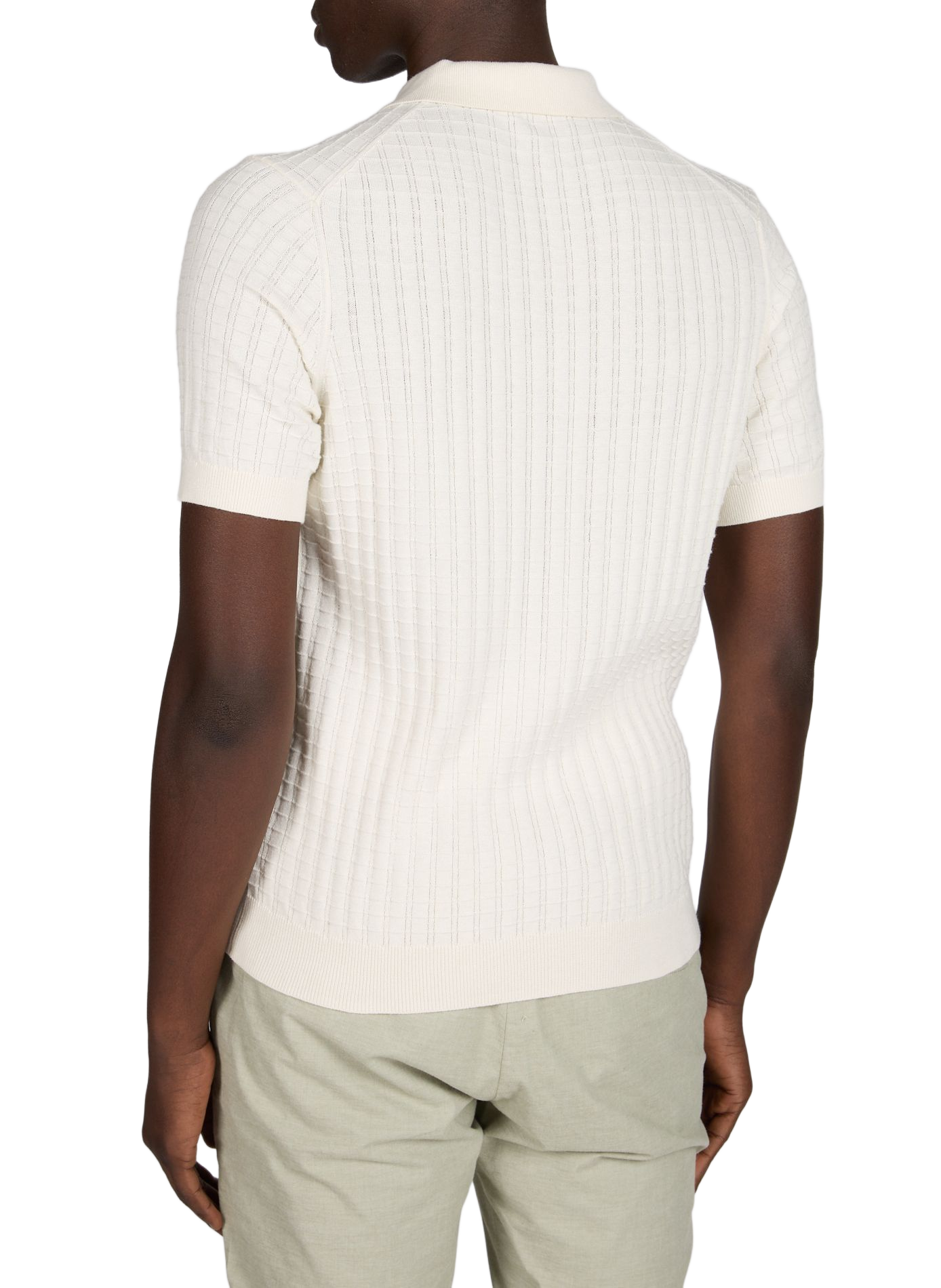 Polo a quadri in maglia PIERRE CARDIN Bianco