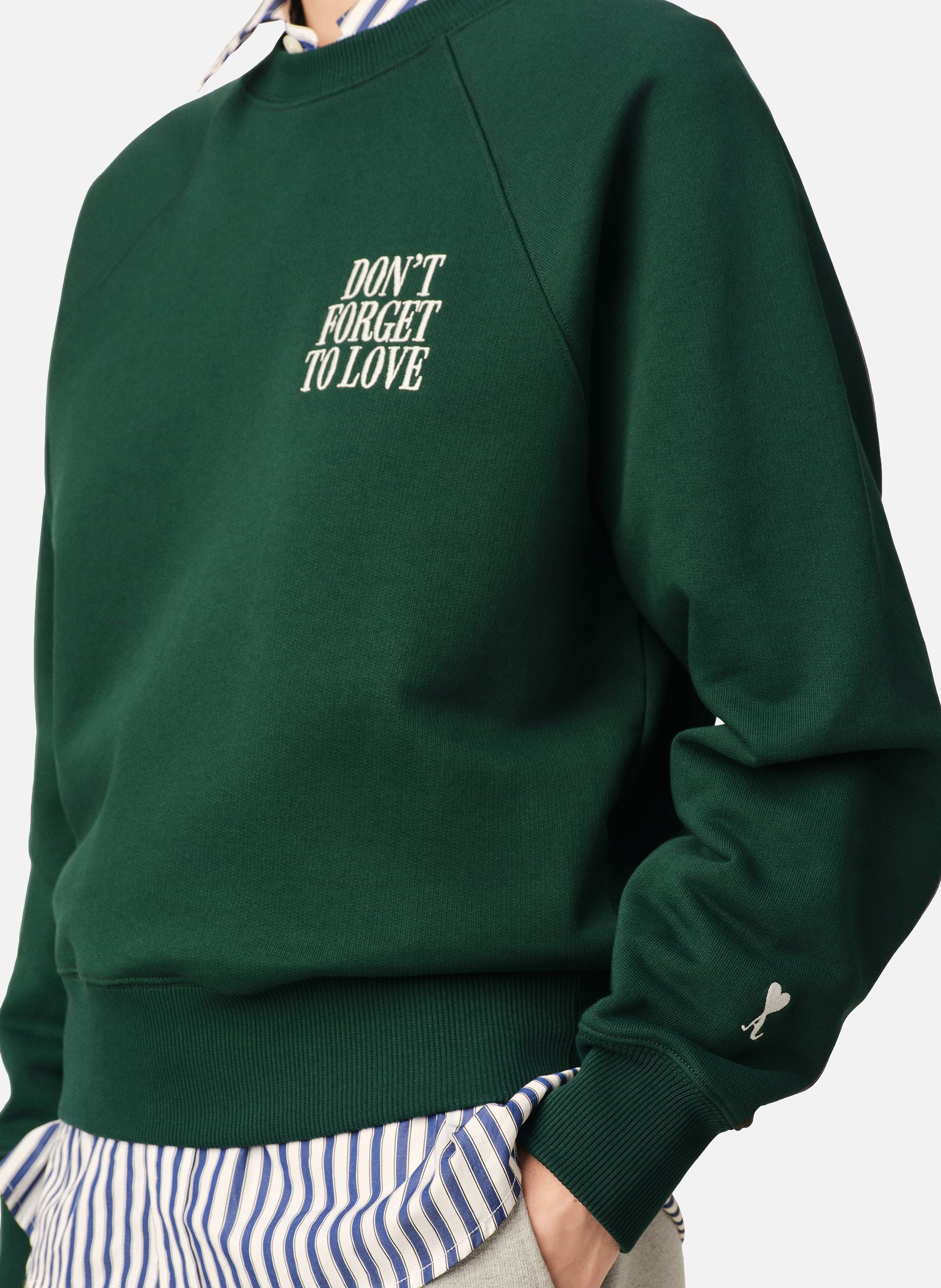 Sweatshirt unisexe en coton "don't forget to love" AMI PARIS Vert