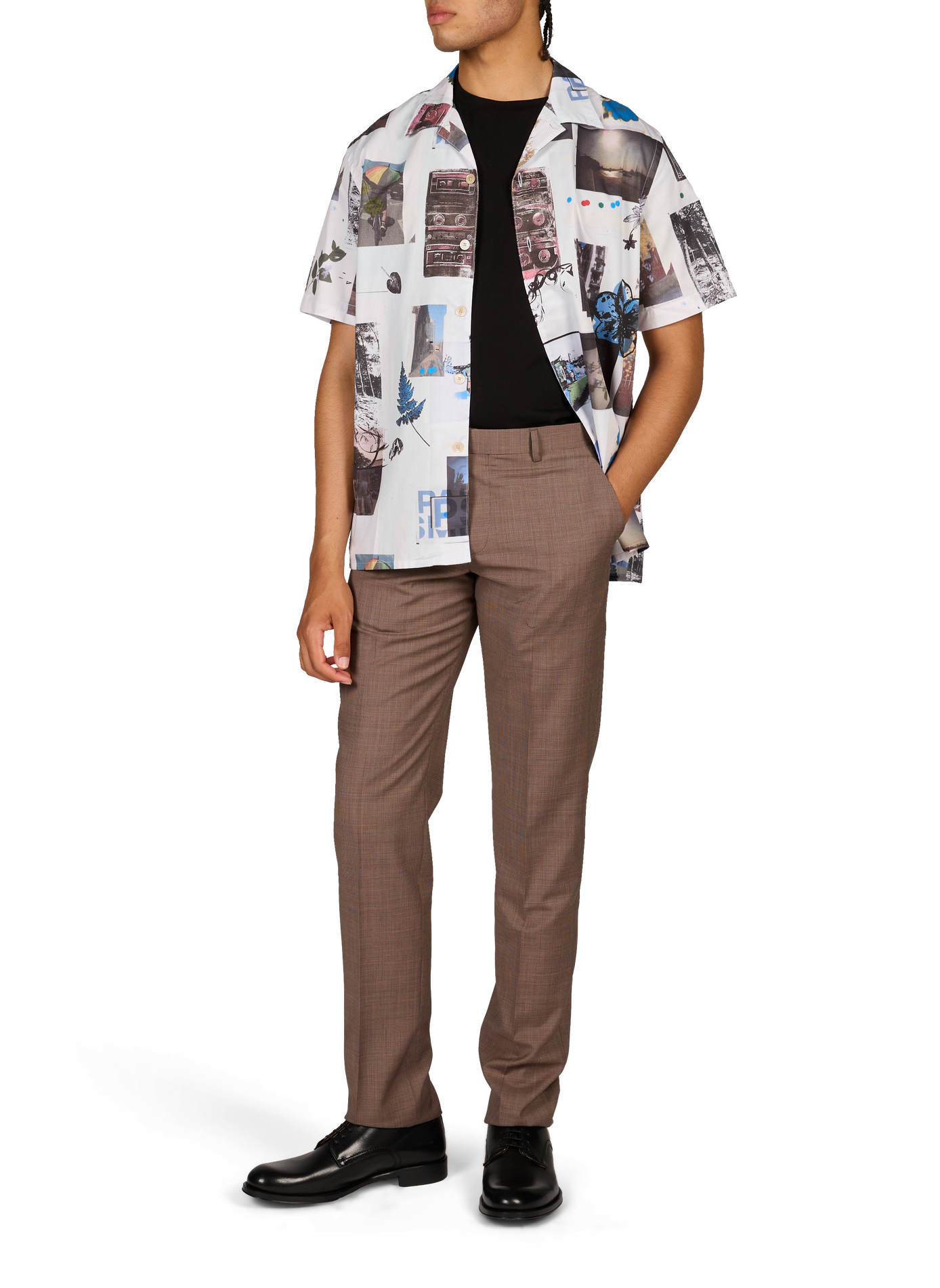 Loose-fitting cotton shirt with scrapbook print PAUL SMITH White