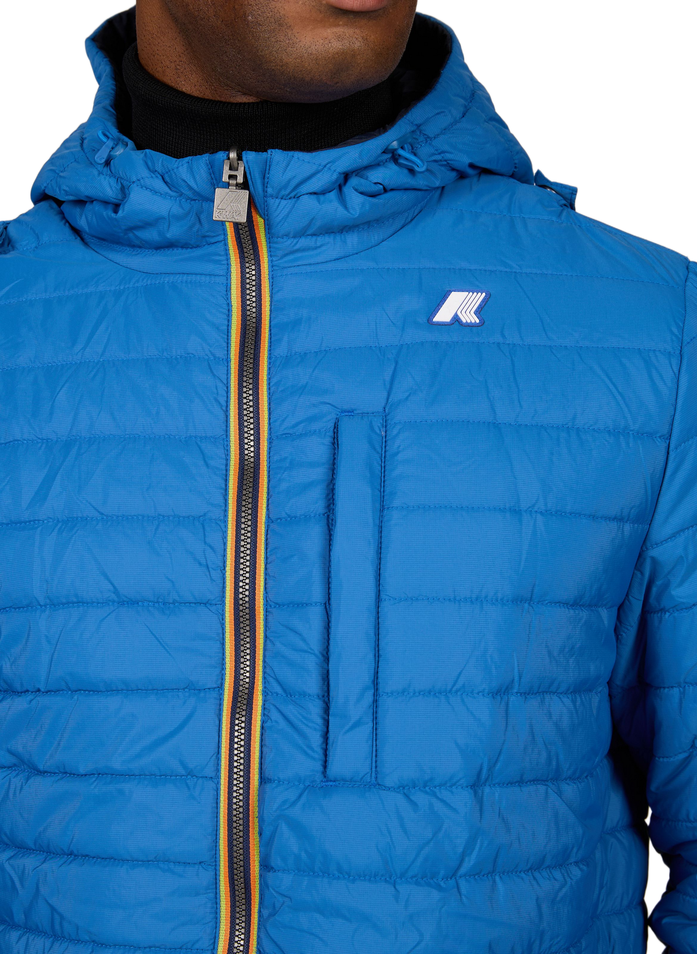 Straight parka with logo hood K-WAY Blue