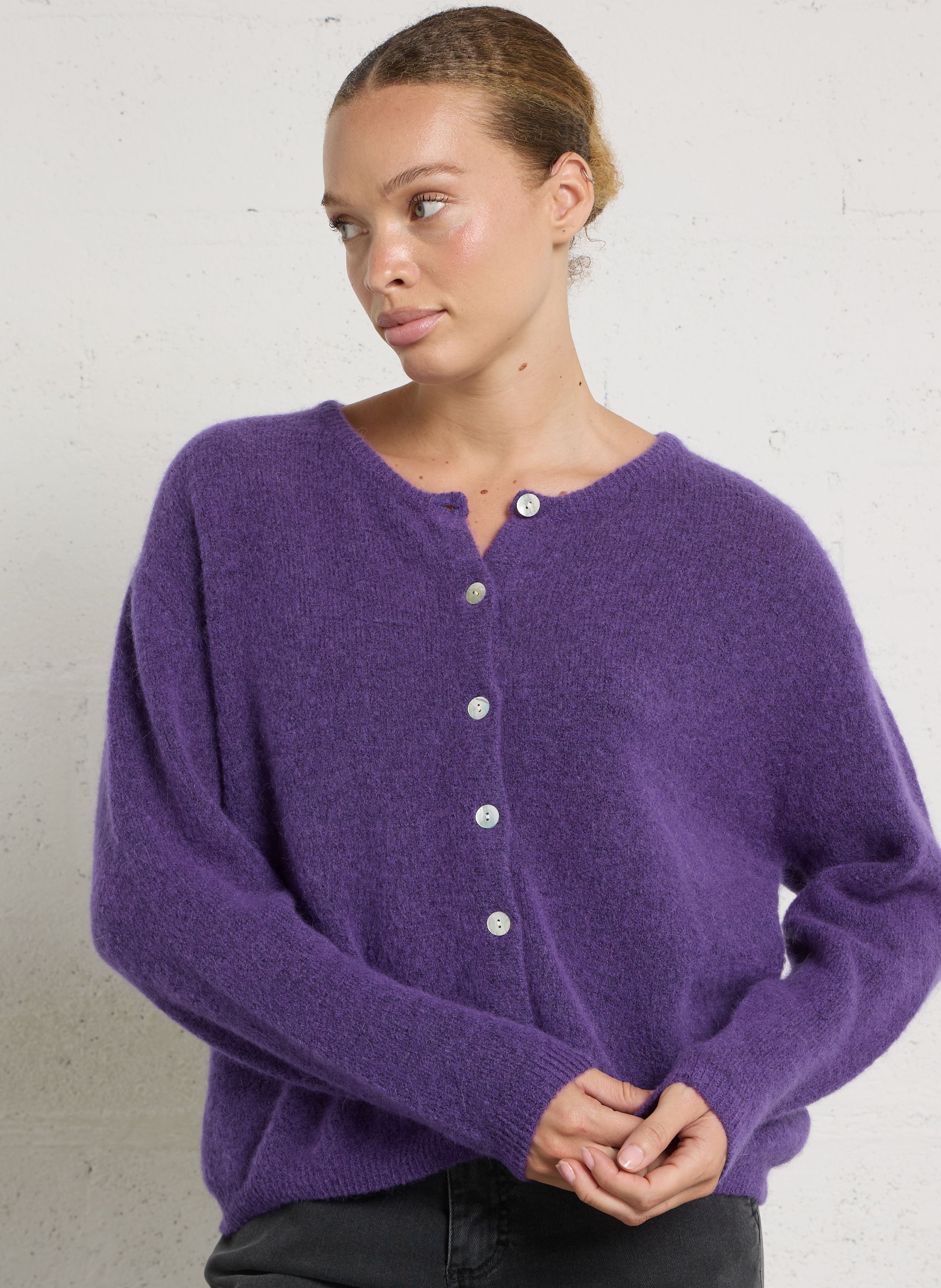Gilet ample col rond en laine mélangée vitow  Cosmos