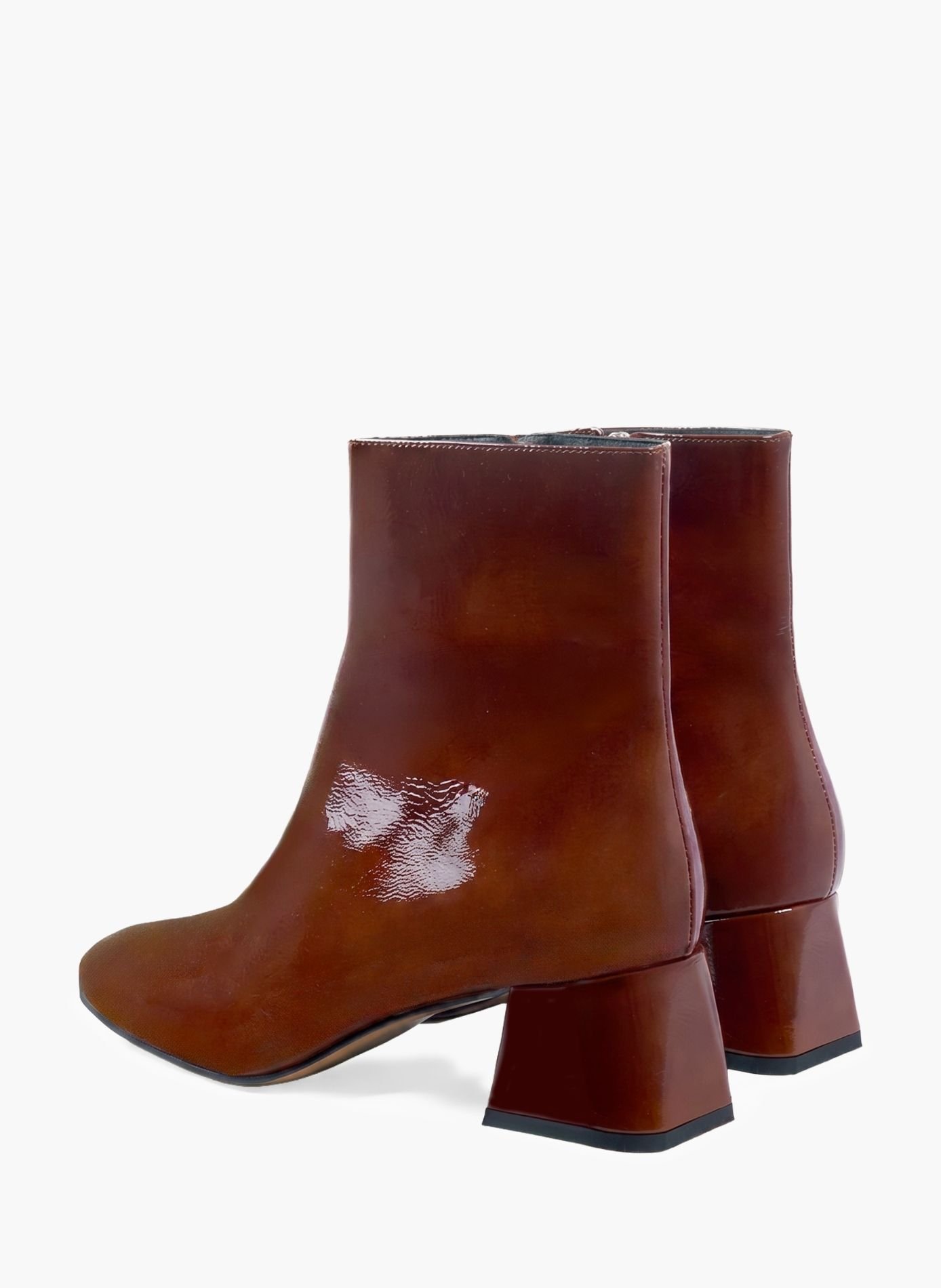 Bottines moyen talon carré diane cuir vernis JULES & JENN Rouge