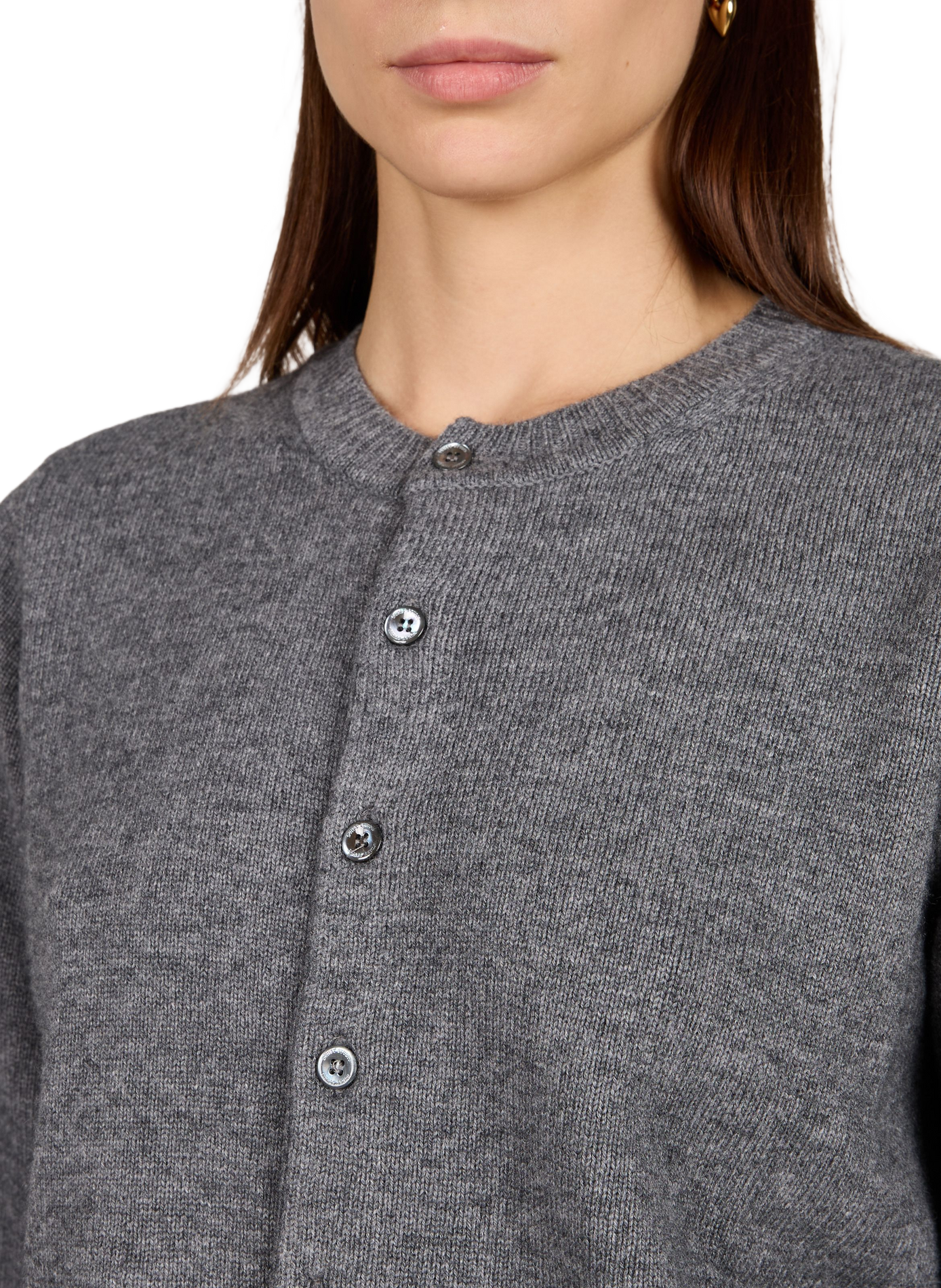 Cardigan droit col rond boutonné DUNST Gris