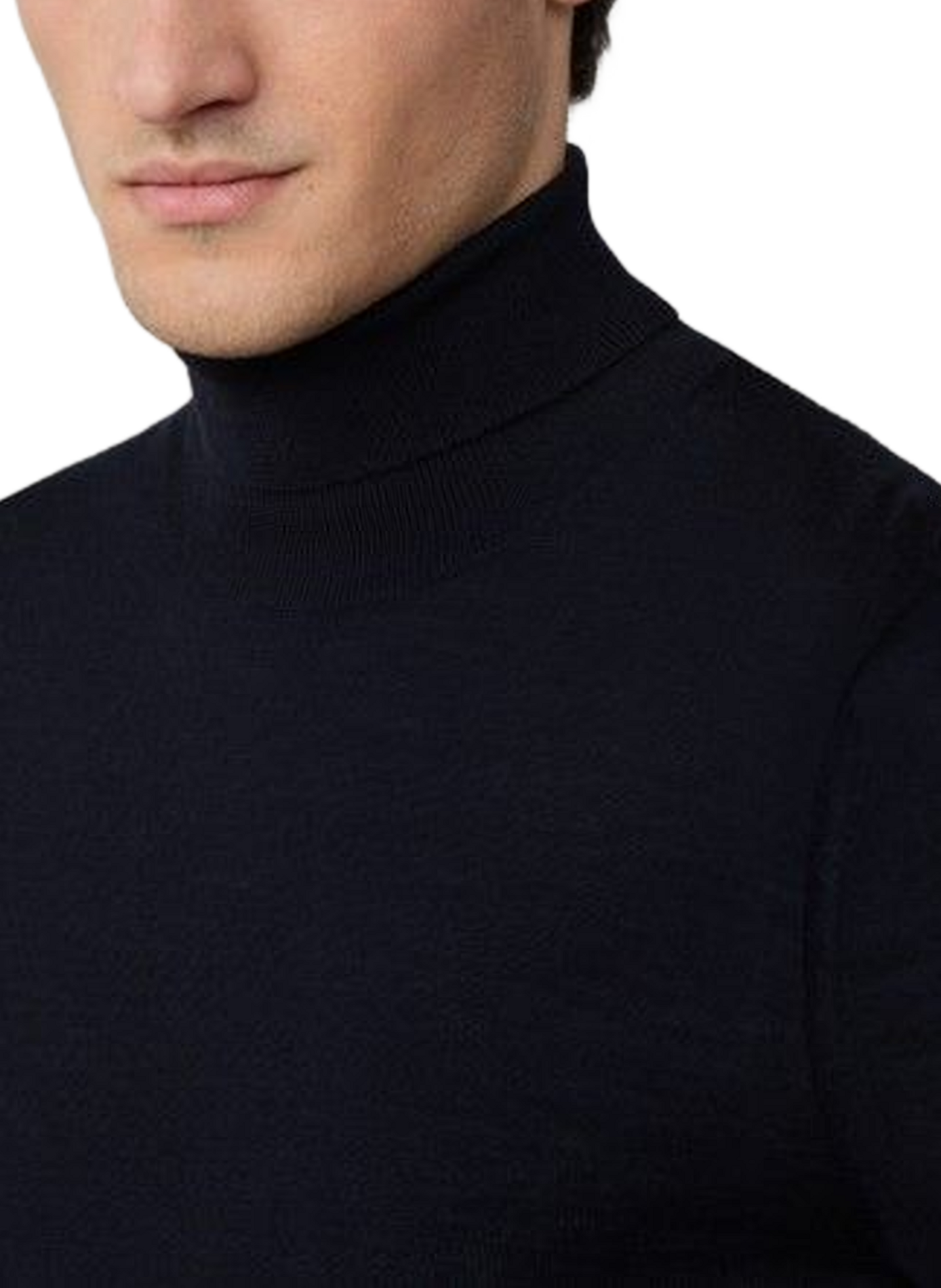 Pull col roulé en laine mérinos et soie HACKETT Bleu