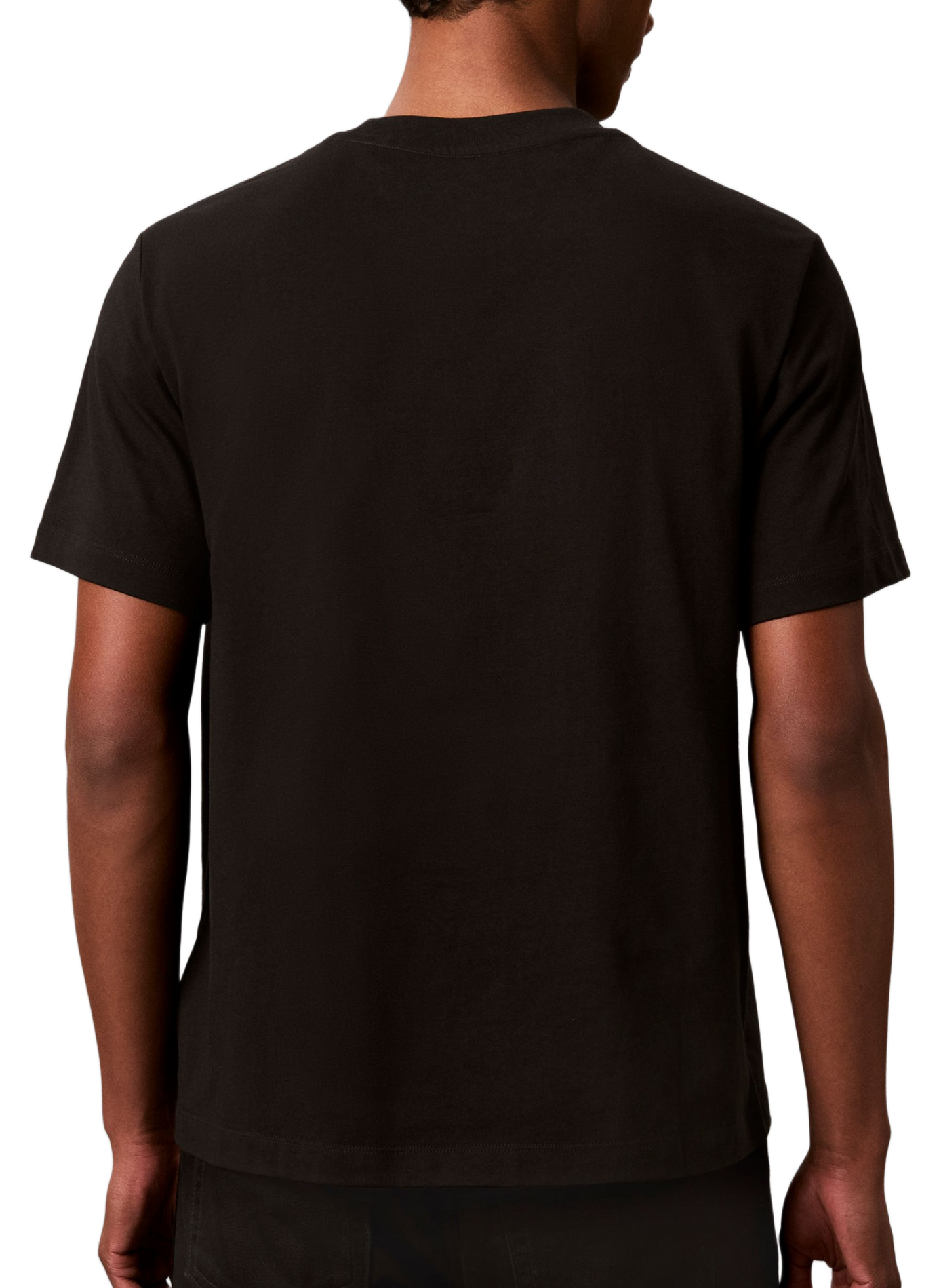 Straight Crew-Neck Embroidered T-Shirt | Black CALVIN KLEIN Men