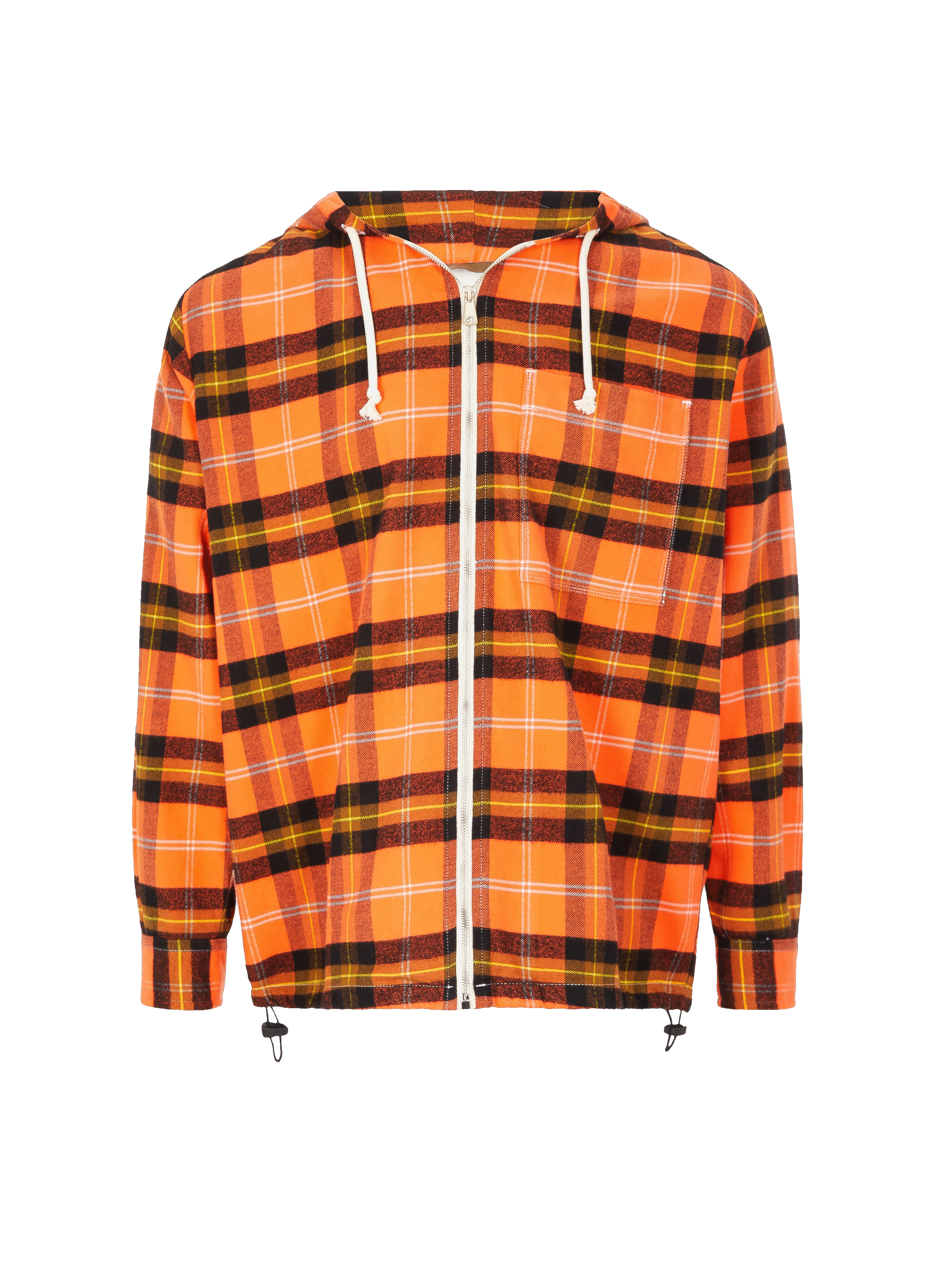 Hoodie zippée à carreaux en flanelle