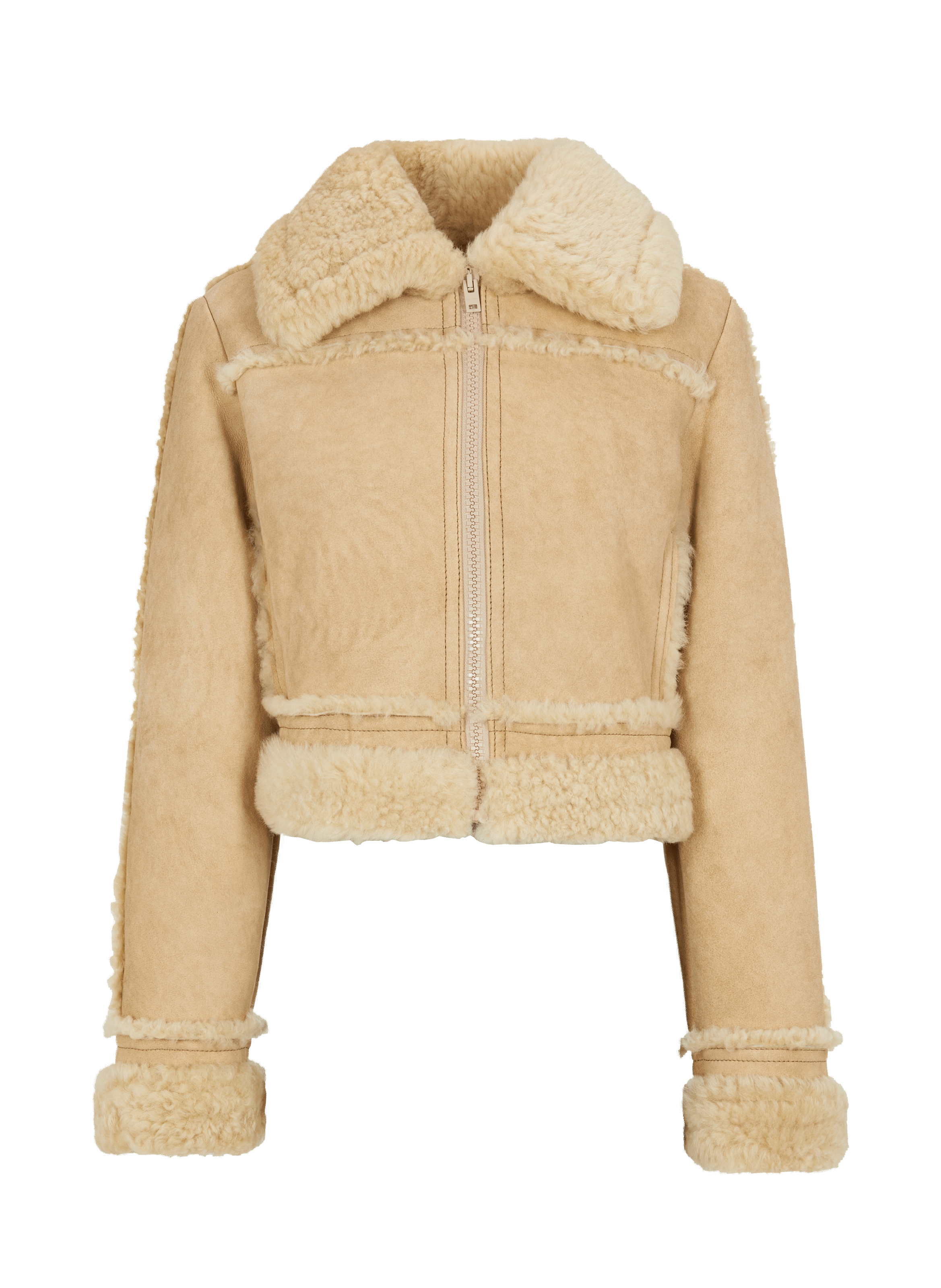 Veste en cuir d'agneau molletonné