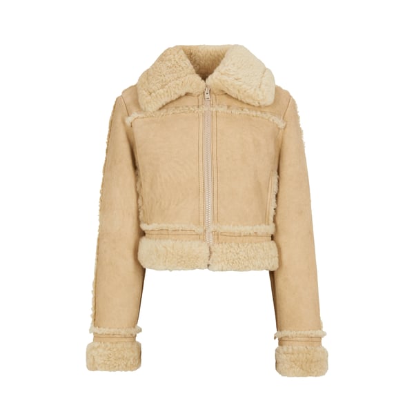 Veste en cuir d'agneau molletonné