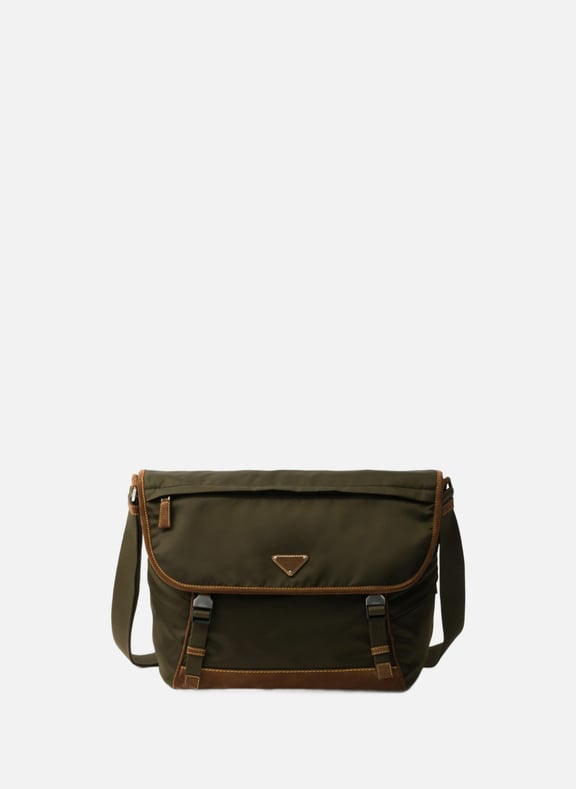 Grand sac porté épaule en re-nylon et veau velours Vert by PRADA PRADA Grand sac porté épaule en re-nylon et veau velours Vert