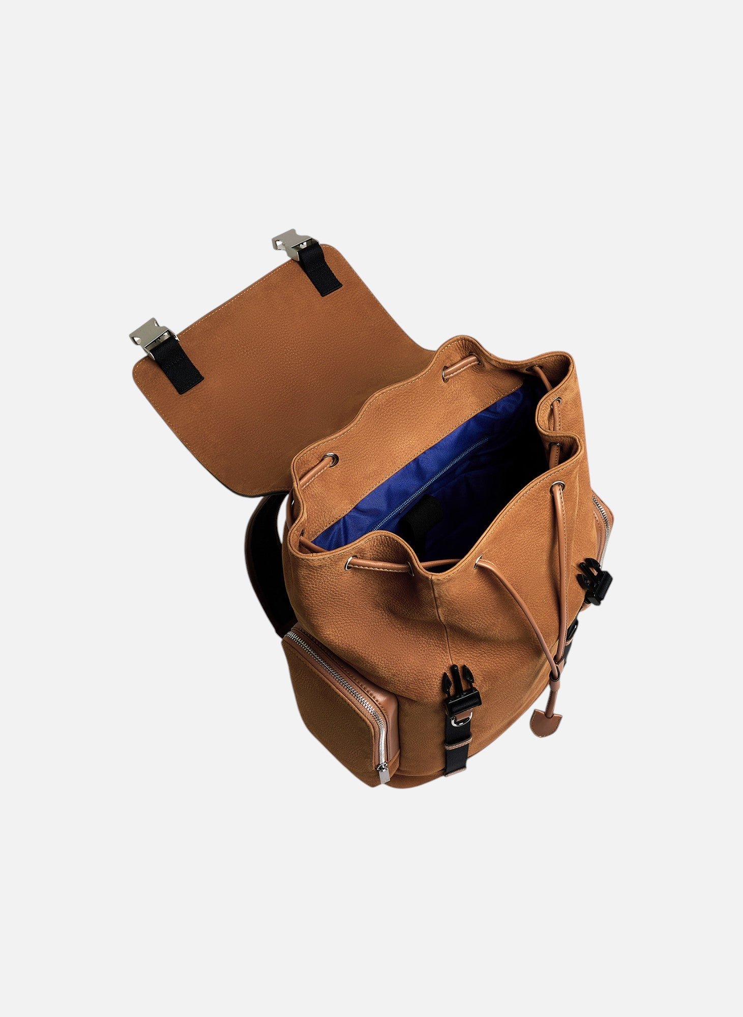 Sac à dos à rabat maurice en cuir nubuck grainé LE TANNEUR Marron