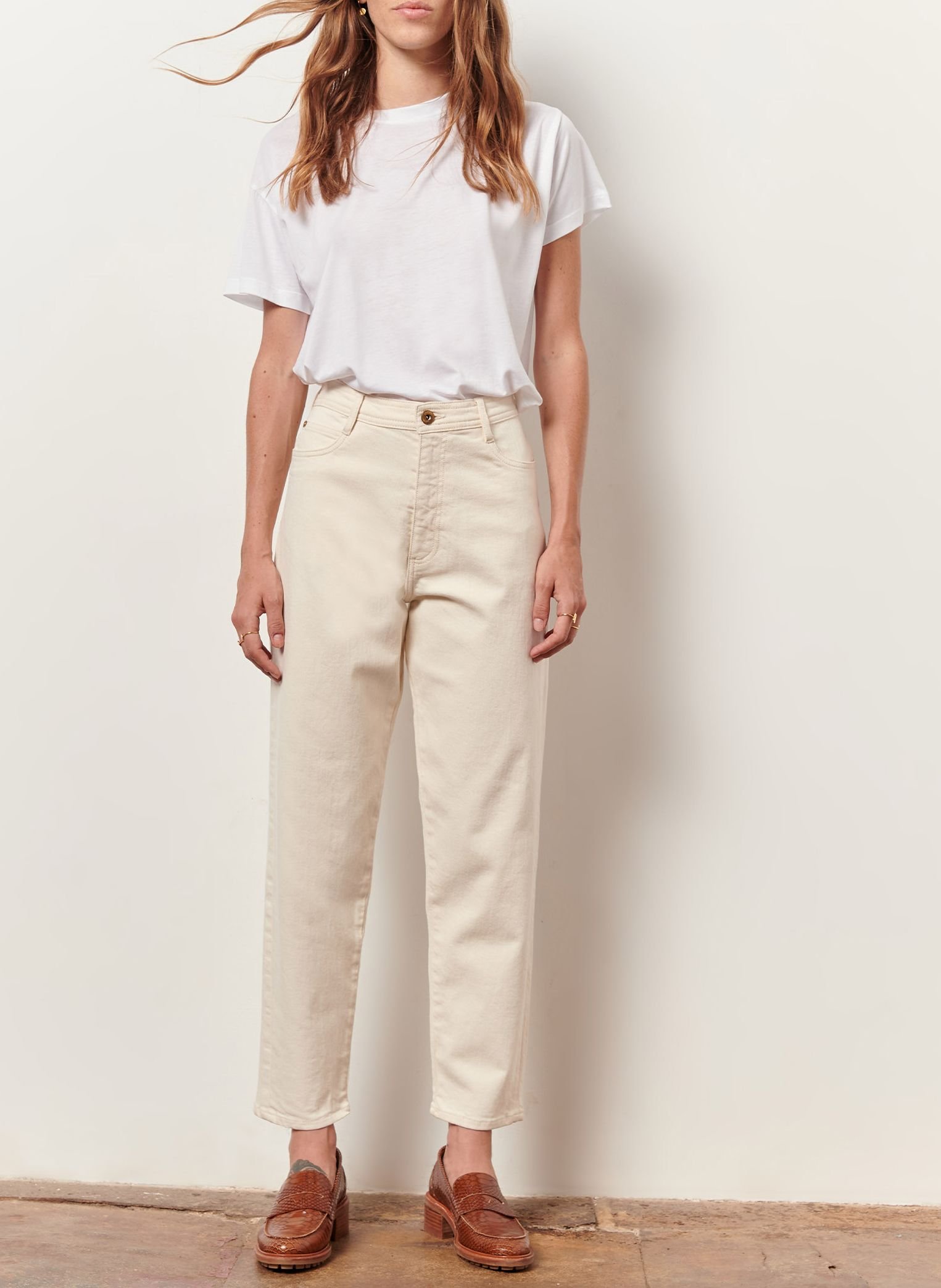 Jean en coton coupe mom peter SESSUN Beige