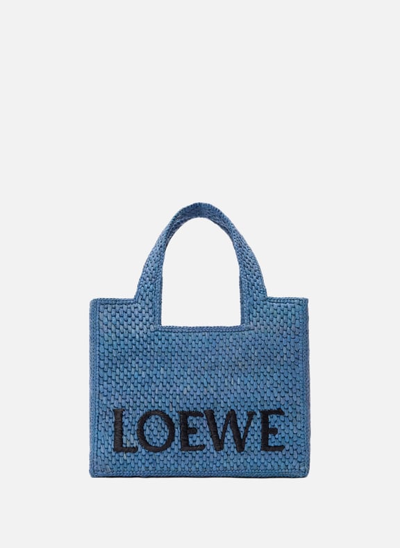 Sac petit Font Tote en raphia Bleu by LOEWE LOEWE Sac petit Font Tote en raphia Bleu