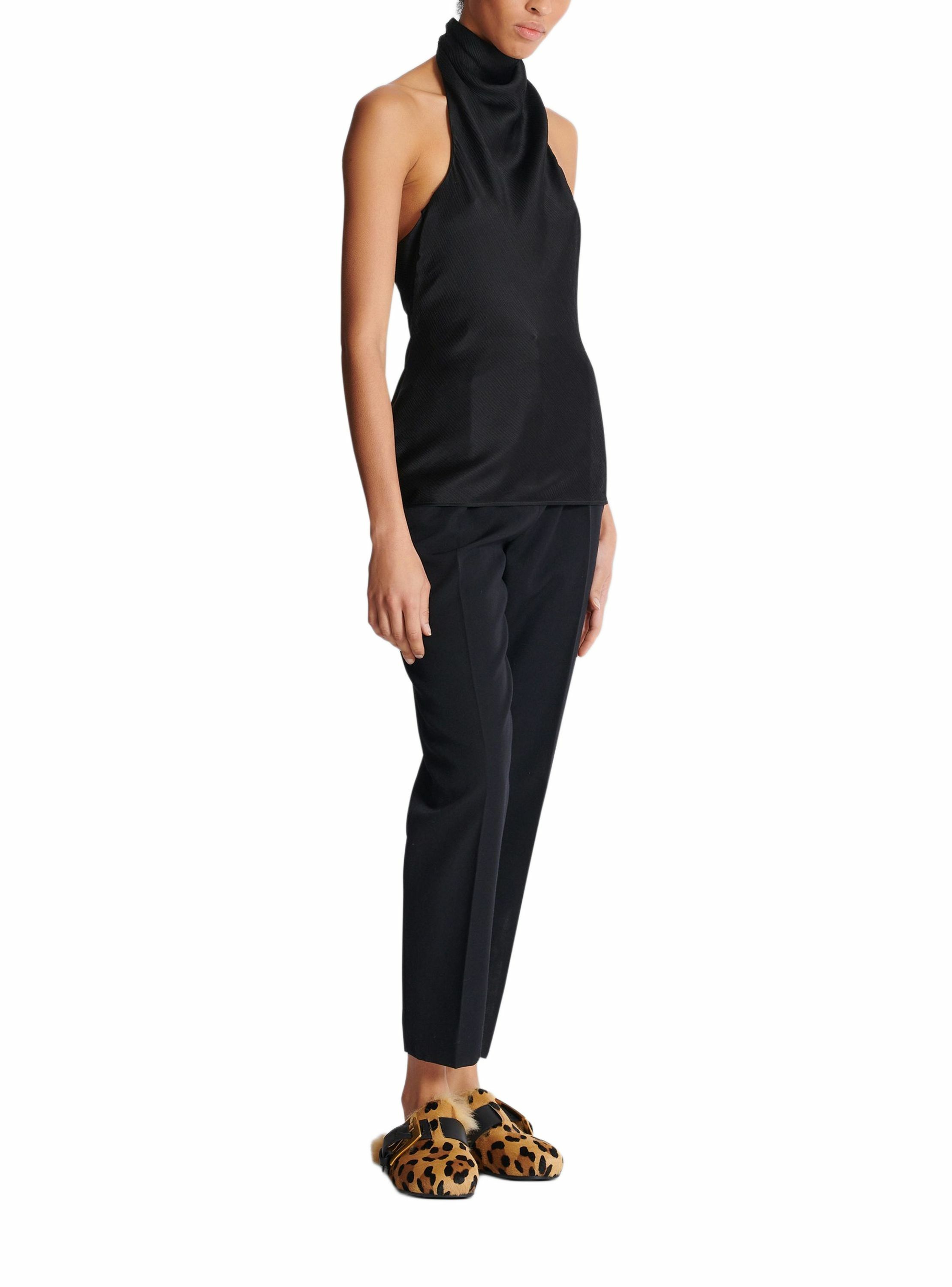 Top dos-nu en satin crépon BALMAIN Noir