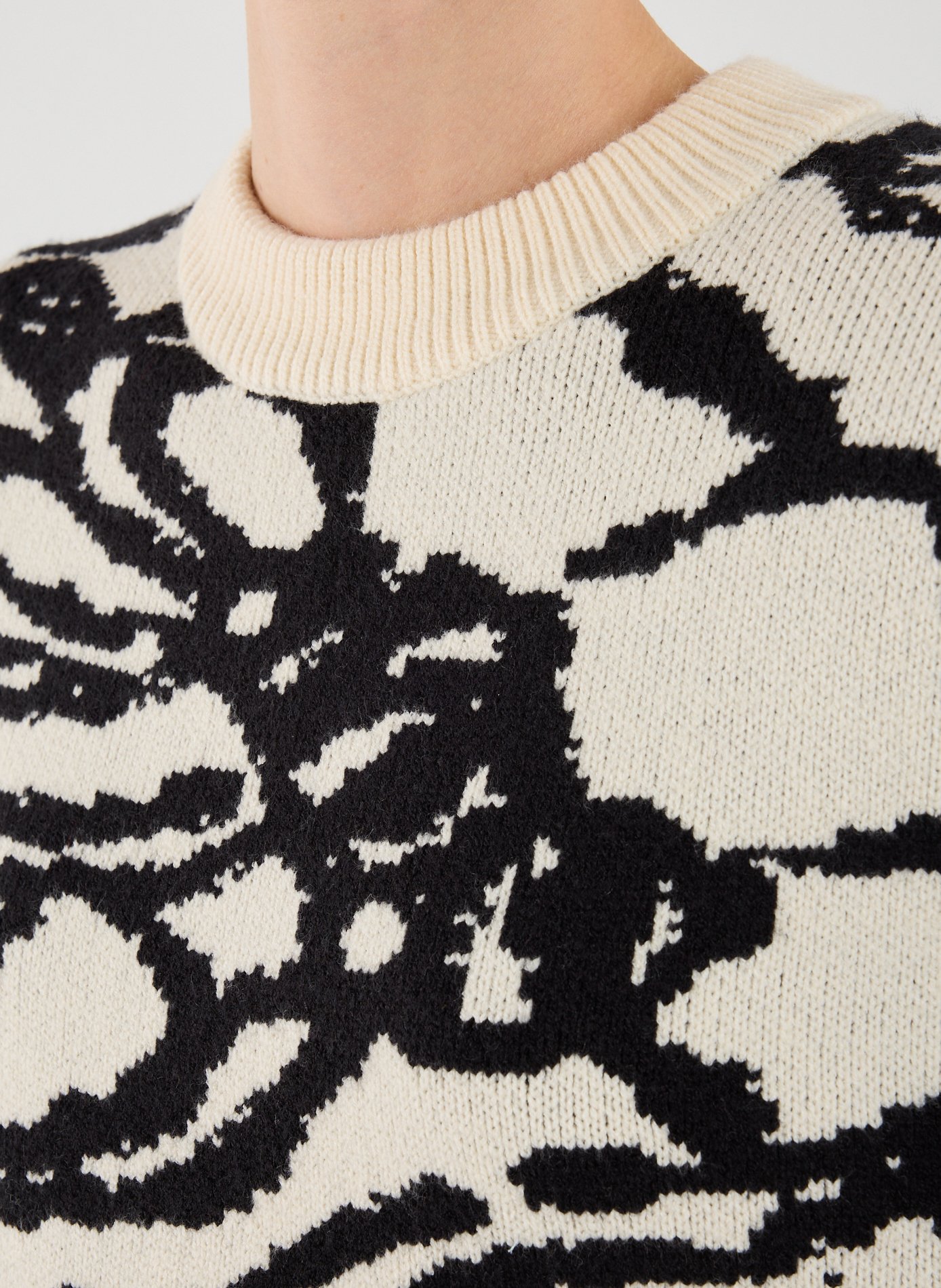 Oversized patterned sweater TOPSHOP Beige