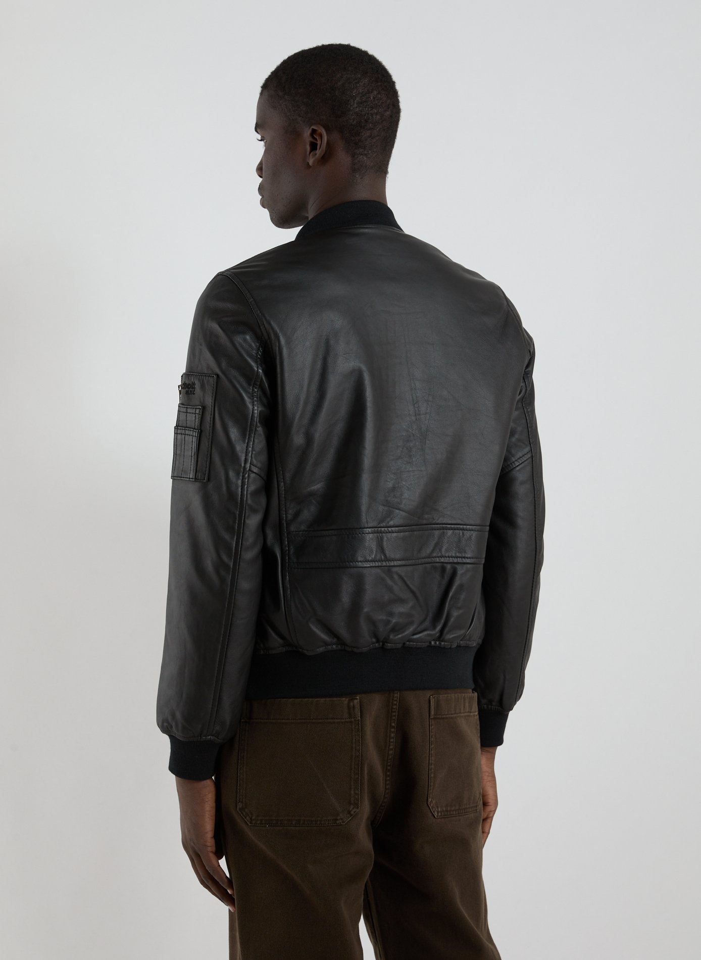 Veste droite en cuir d'agneau SCHOTT Noir