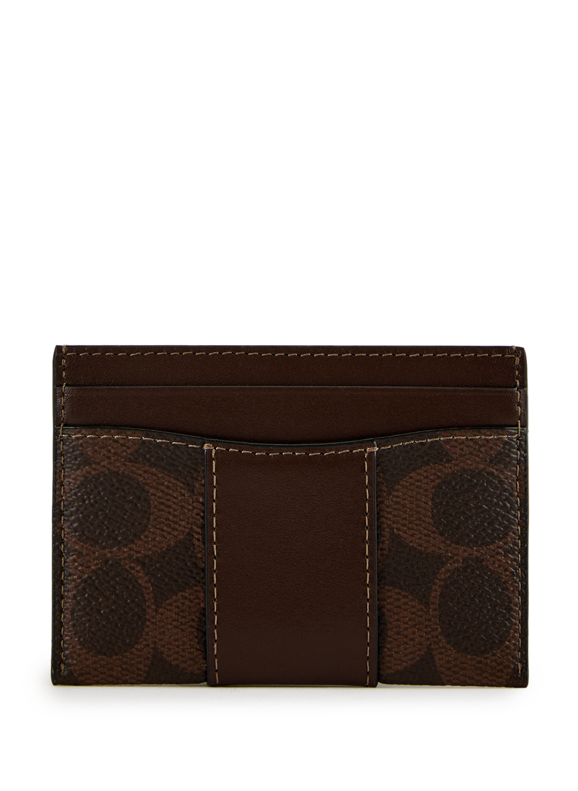 Monogram canvas card holder COACH Brown