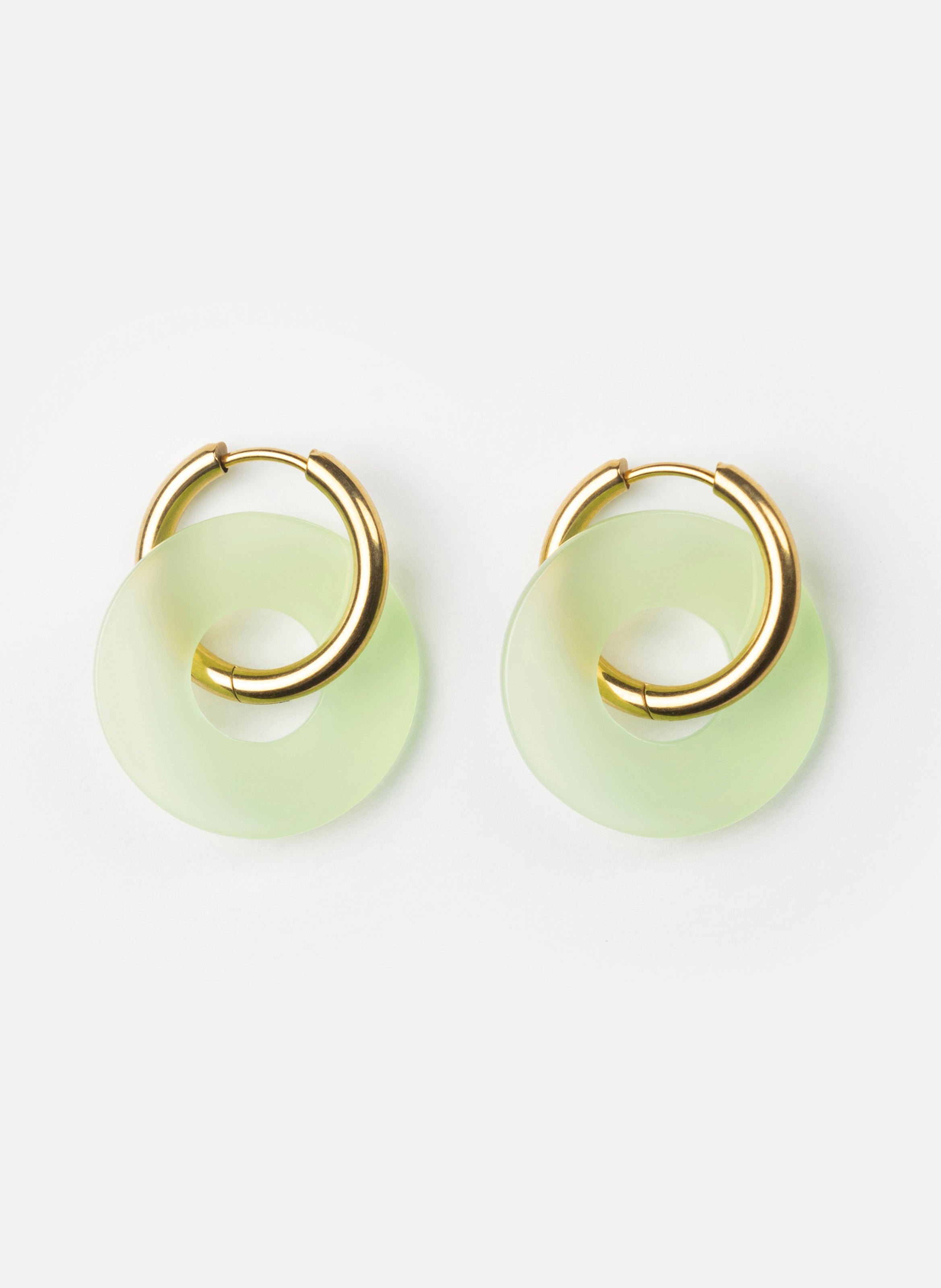 Boucles d'oreilles donuts avec anneaux en acier inoxydable doré VertKURAGE GINZA