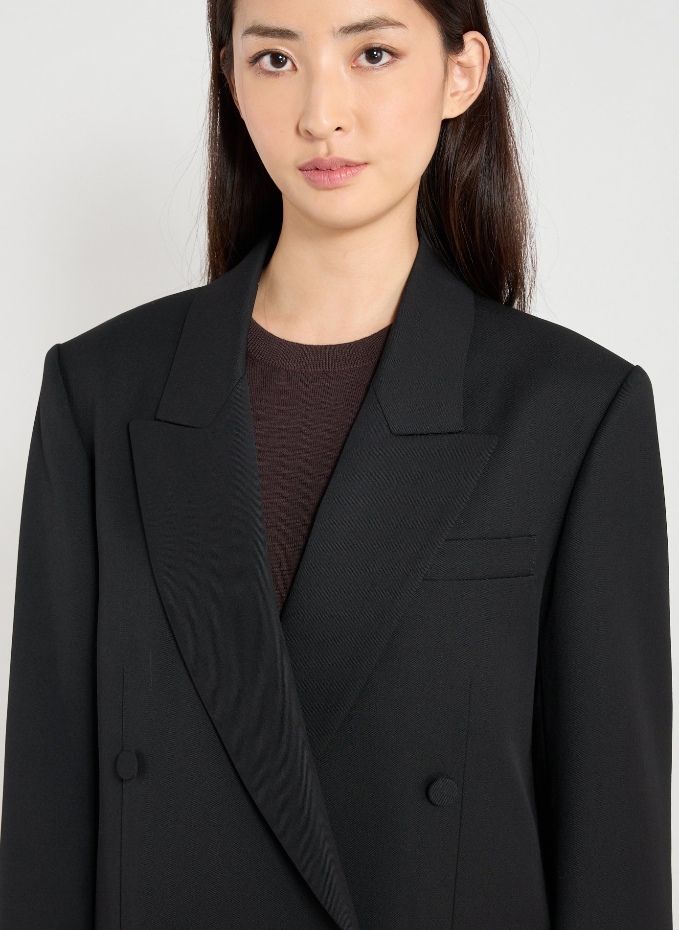 Veste large col tailleur en laine mélangée R2W Noir