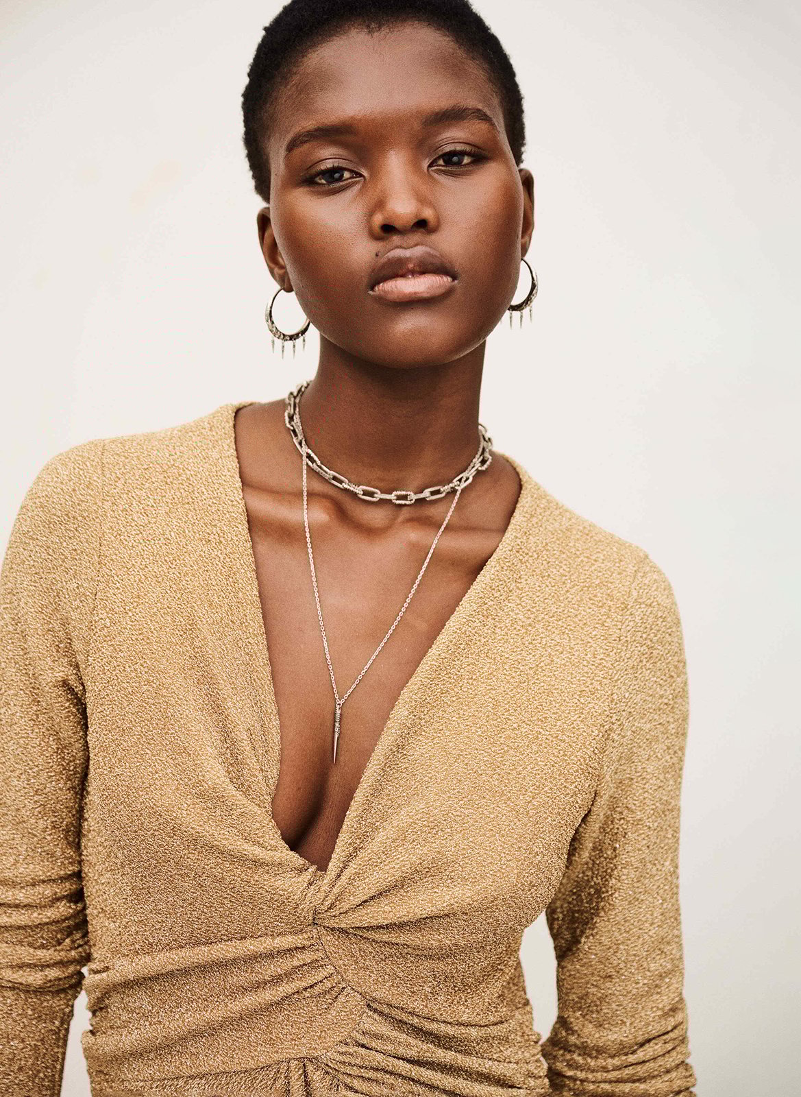 Robe longue col v pailletée brady BA&SH Doré