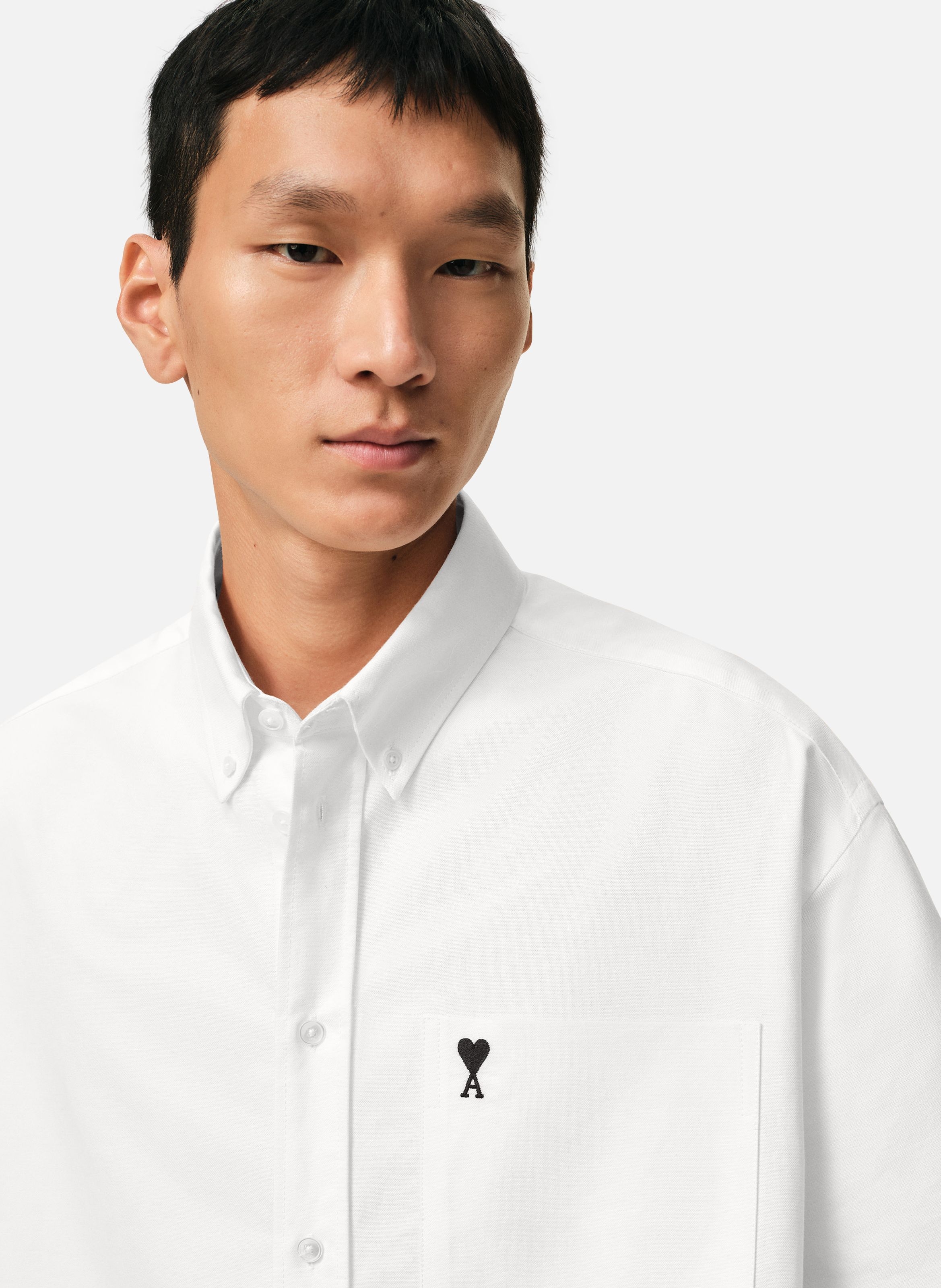 Chemise boxy ami de coeur en coton AMI PARIS Blanc