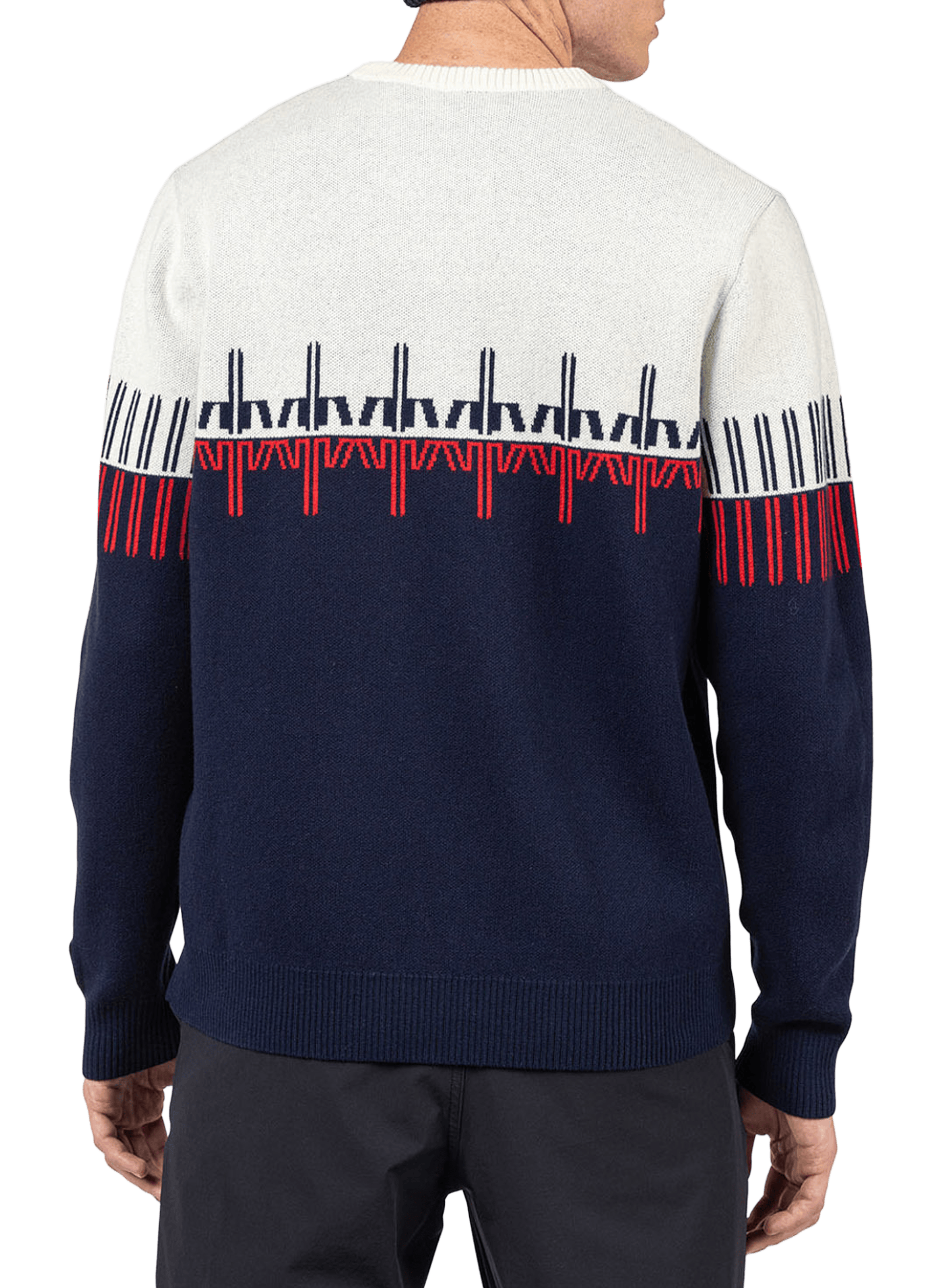 Sweat à col rond en laine mérinos et coton ROSSIGNOL Bleu